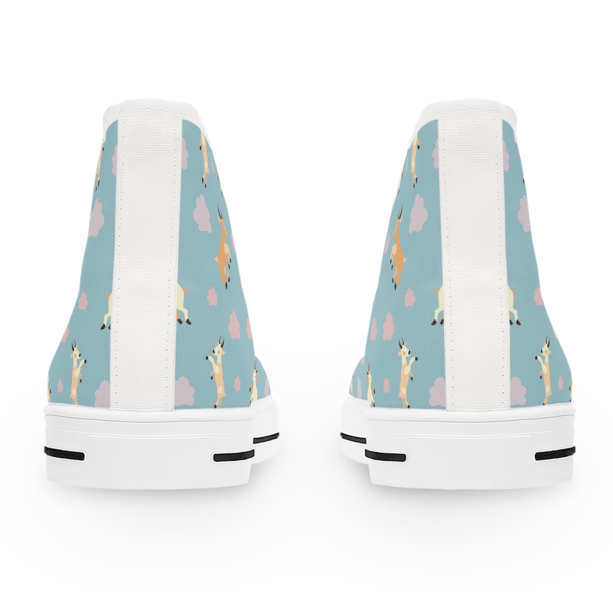 Women’s High-Top Canvas Sneakers with Goat Print – Whimsical & Nature-Inspired