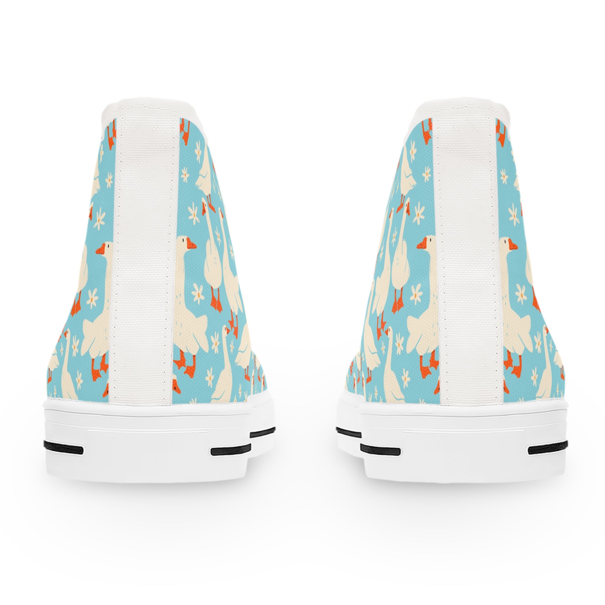 Women’s High-Top Canvas Sneakers with Goose Pattern – Whimsical & Cute