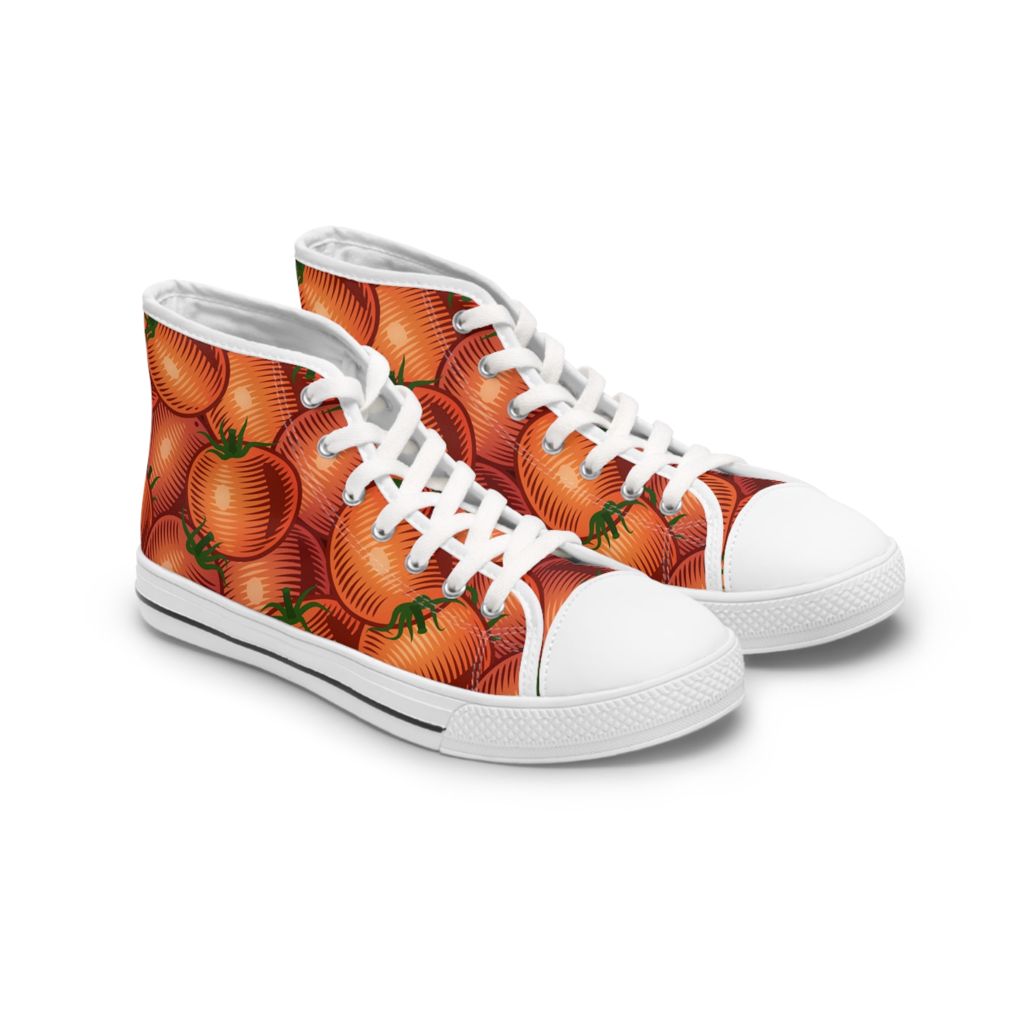 Womens High Top Canvas Sneakers With Juicy Tomato Pattern Fresh Trendy Cnilj