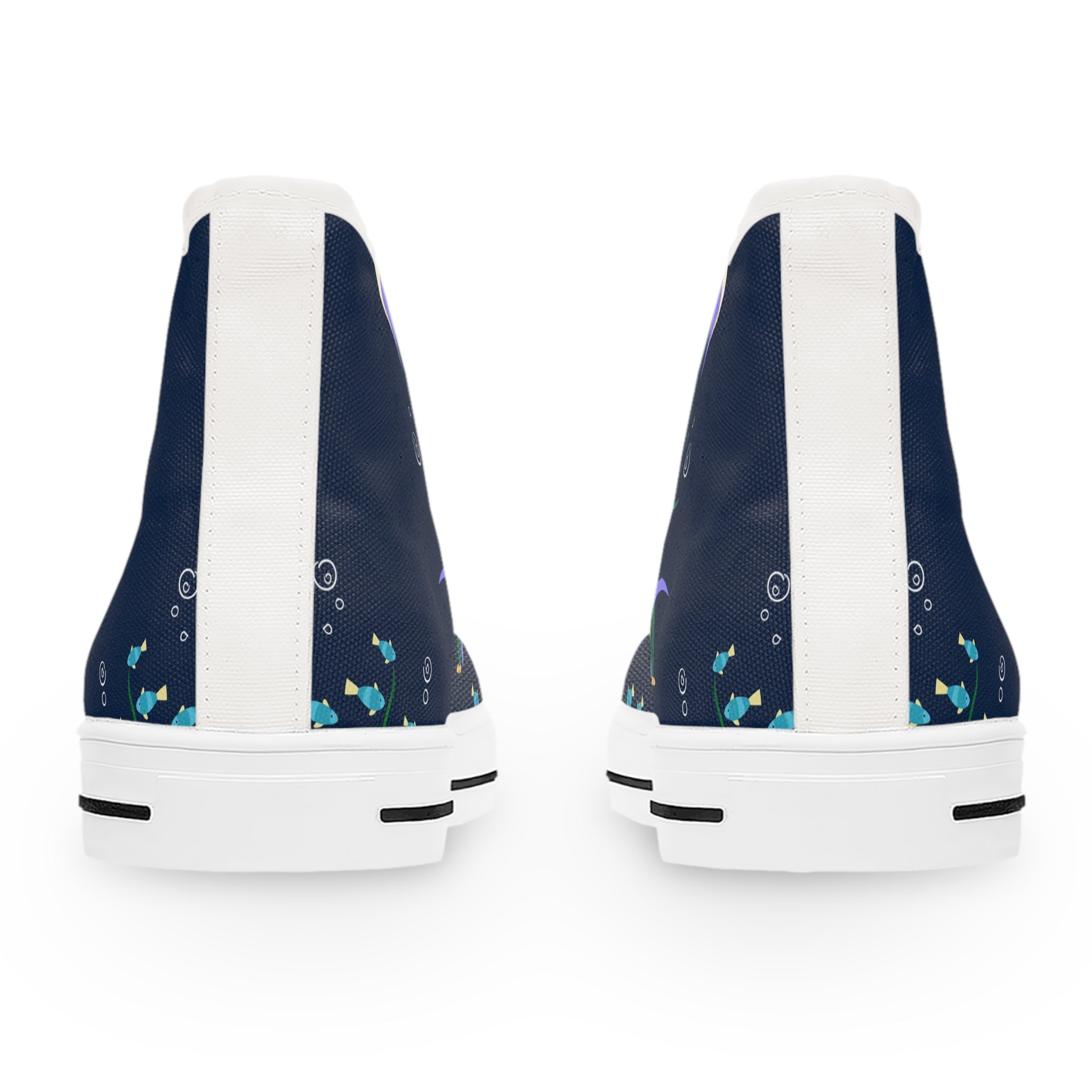 Women’s High-Top Canvas Sneakers with Manta Ray Print – Ocean-Inspired & Stylish