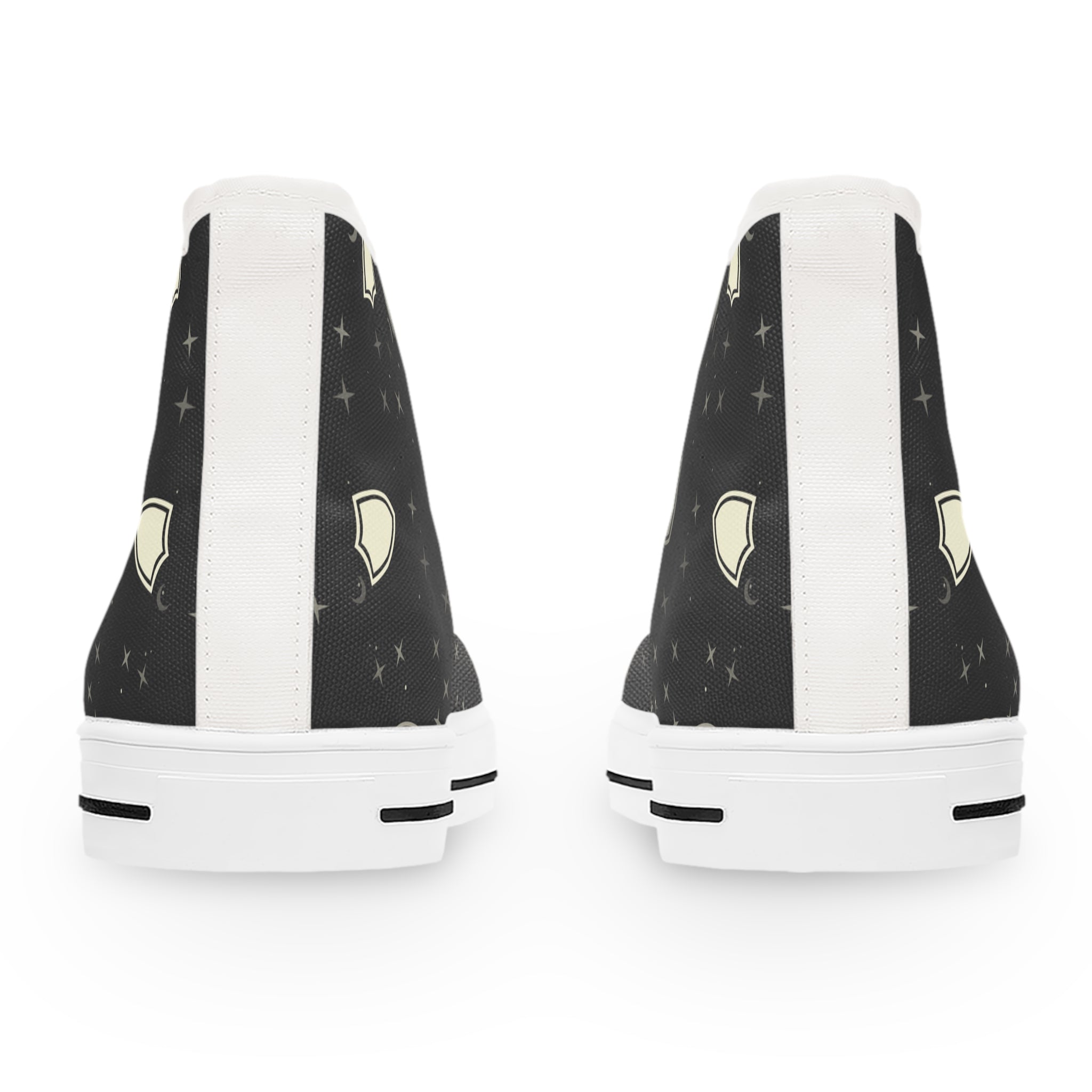 Women’s High-Top Canvas Sneakers with Moon & Stars Pattern – Celestial & Stylish