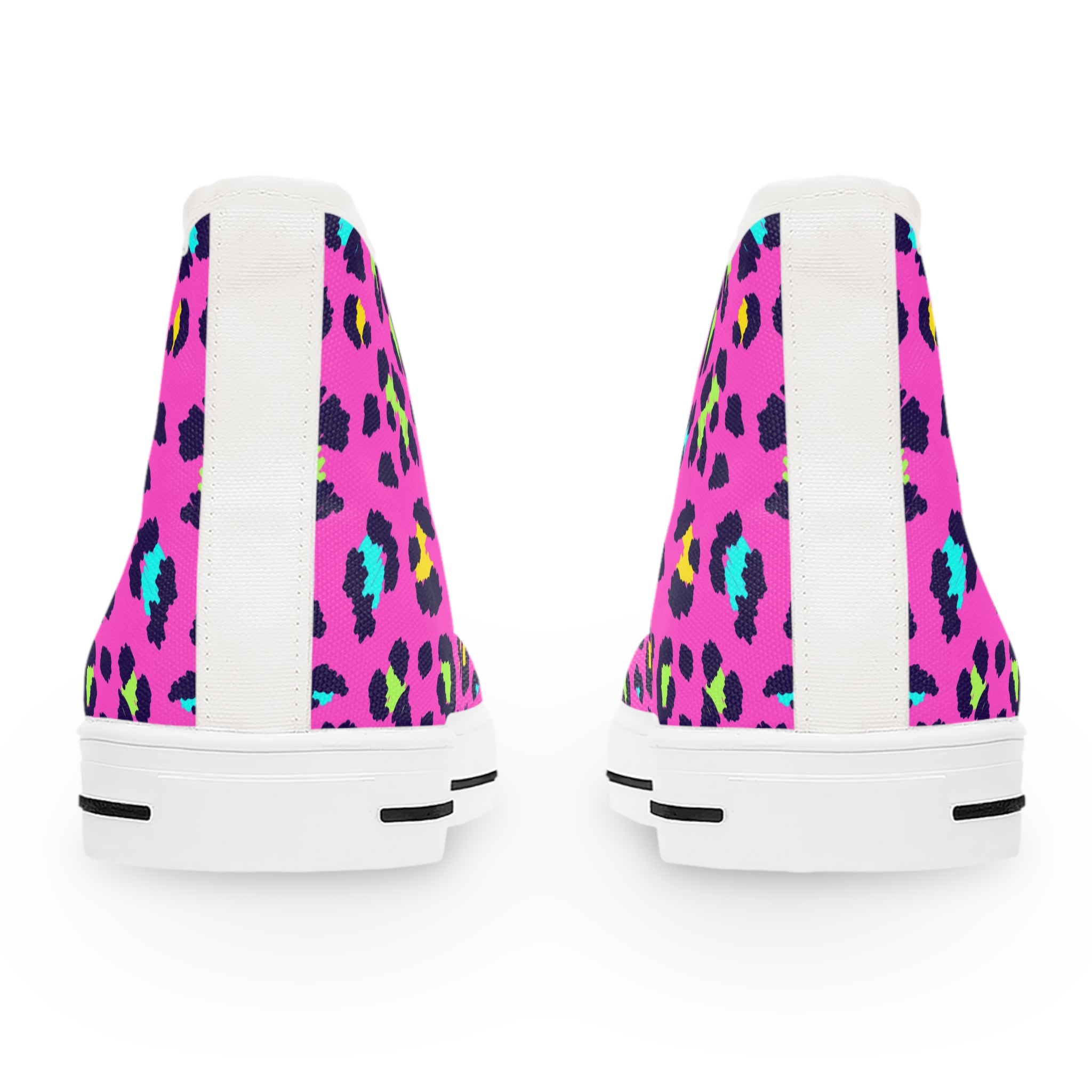 Women’s High-Top Canvas Sneakers with Neon Leopard Print – Bold & Trendy