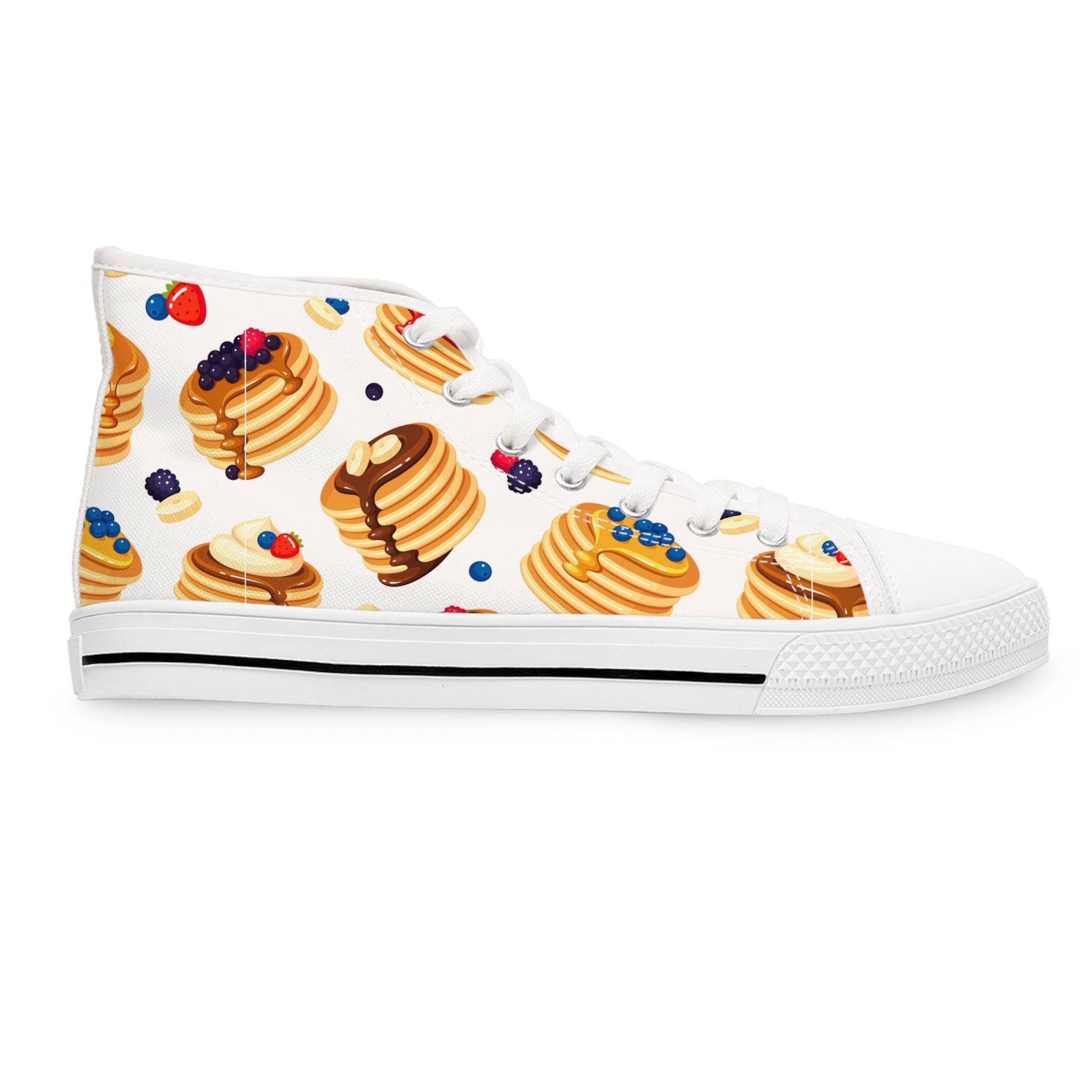 Women’s High-Top Canvas Sneakers with Pancake Print – Sweet & Whimsical