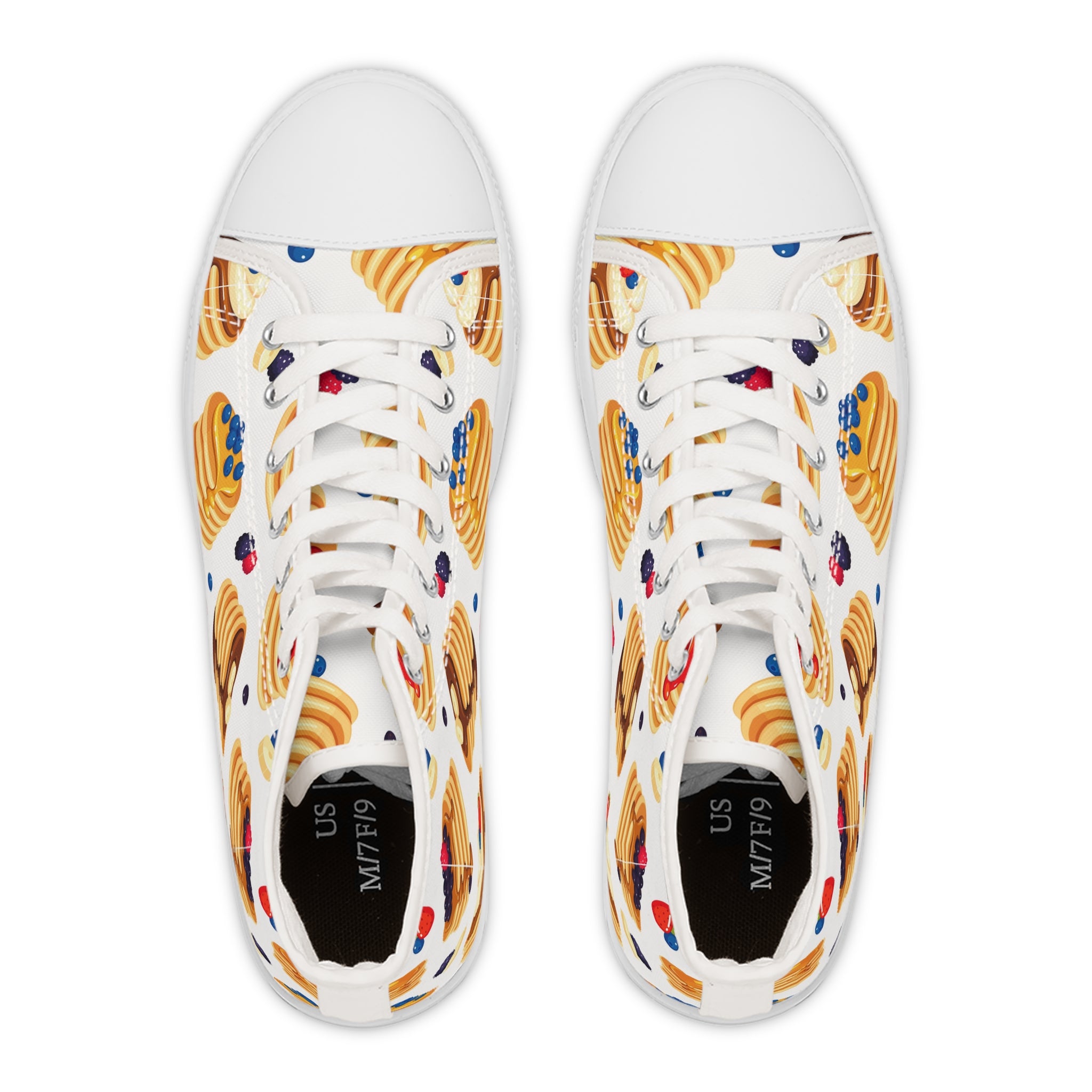 Women’s High-Top Canvas Sneakers with Pancake Print – Sweet & Whimsical