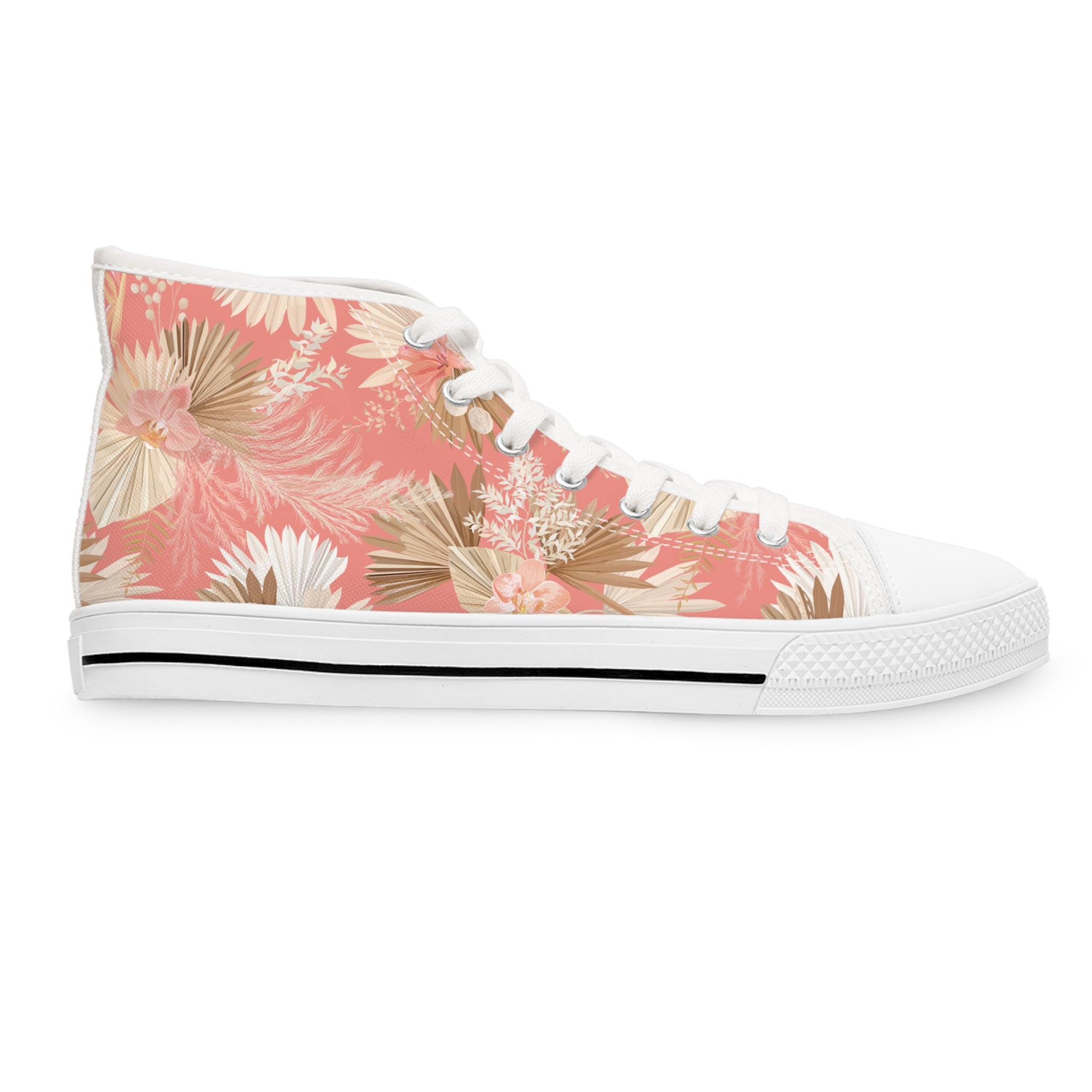 Women’s High-Top Canvas Sneakers with Pastel Floral Pattern – Soft & Chic