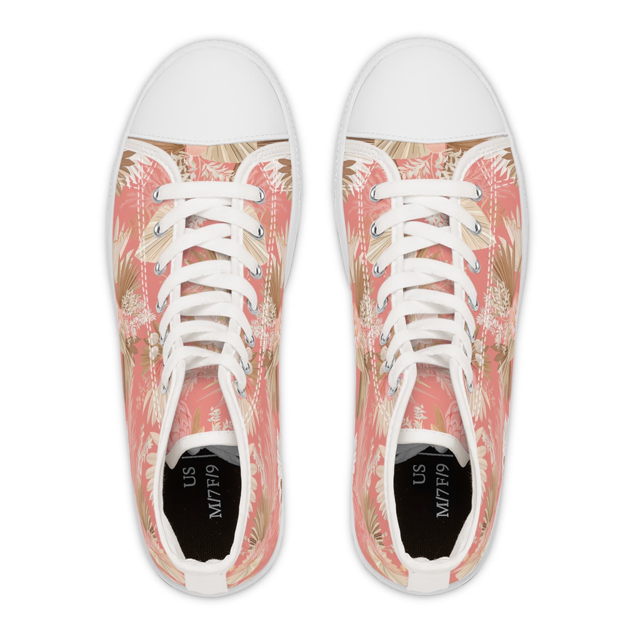 Women’s High-Top Canvas Sneakers with Pastel Floral Pattern – Soft & Chic