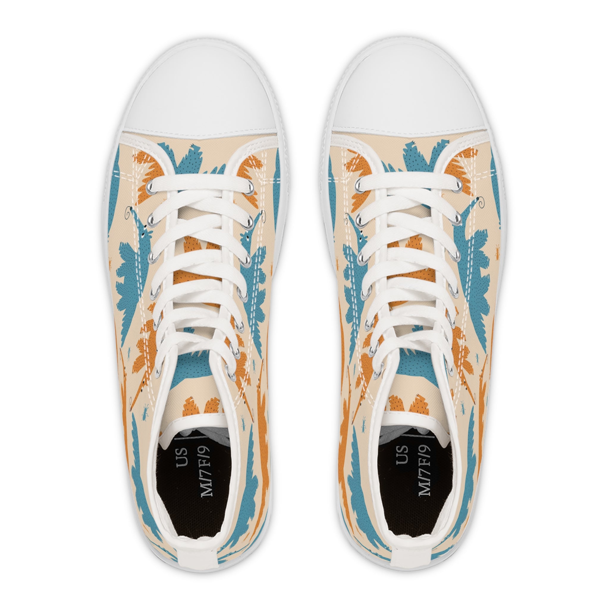 Women’s High-Top Canvas Sneakers with Playful Anteater Pattern – Unique & Stylish