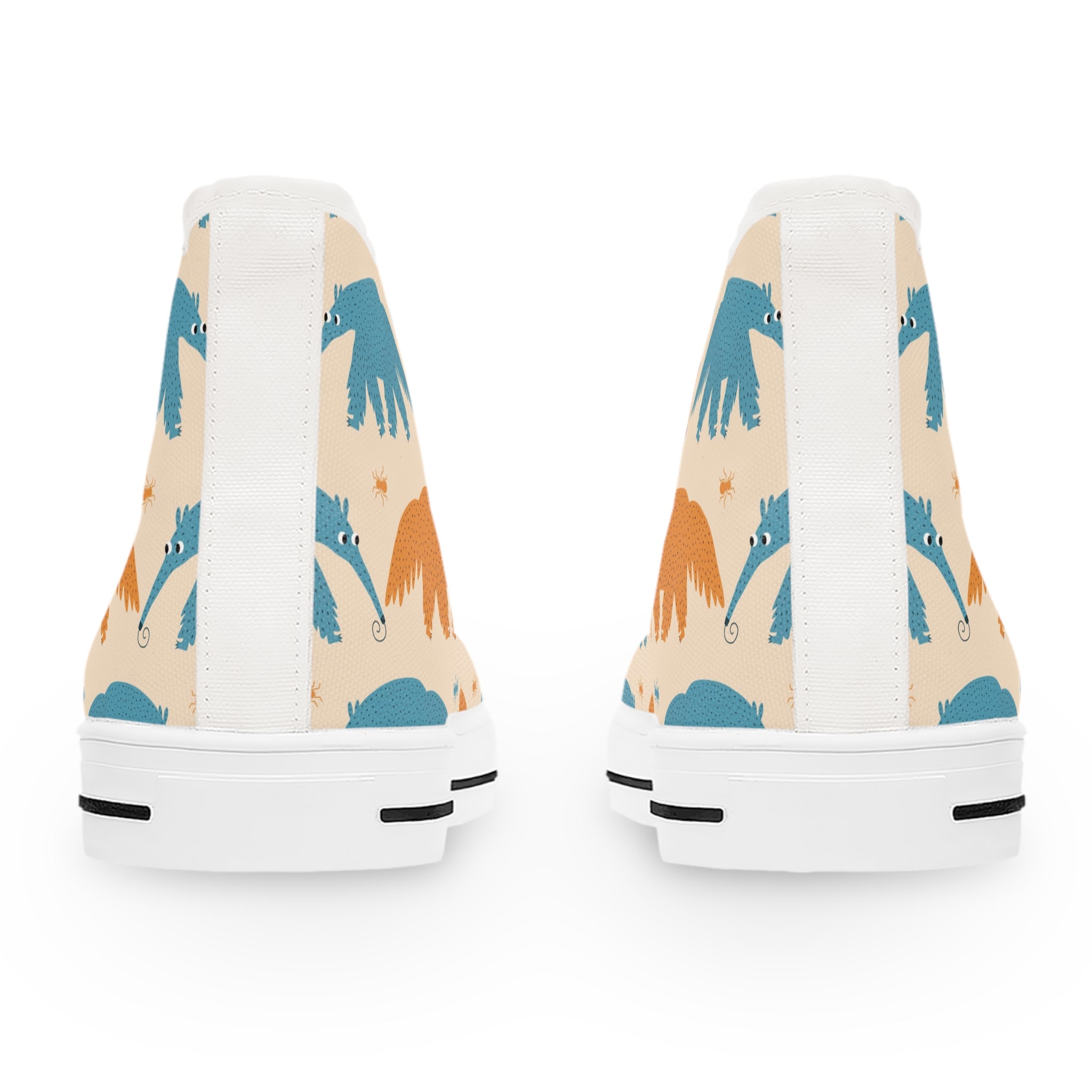 Women’s High-Top Canvas Sneakers with Playful Anteater Pattern – Unique & Stylish