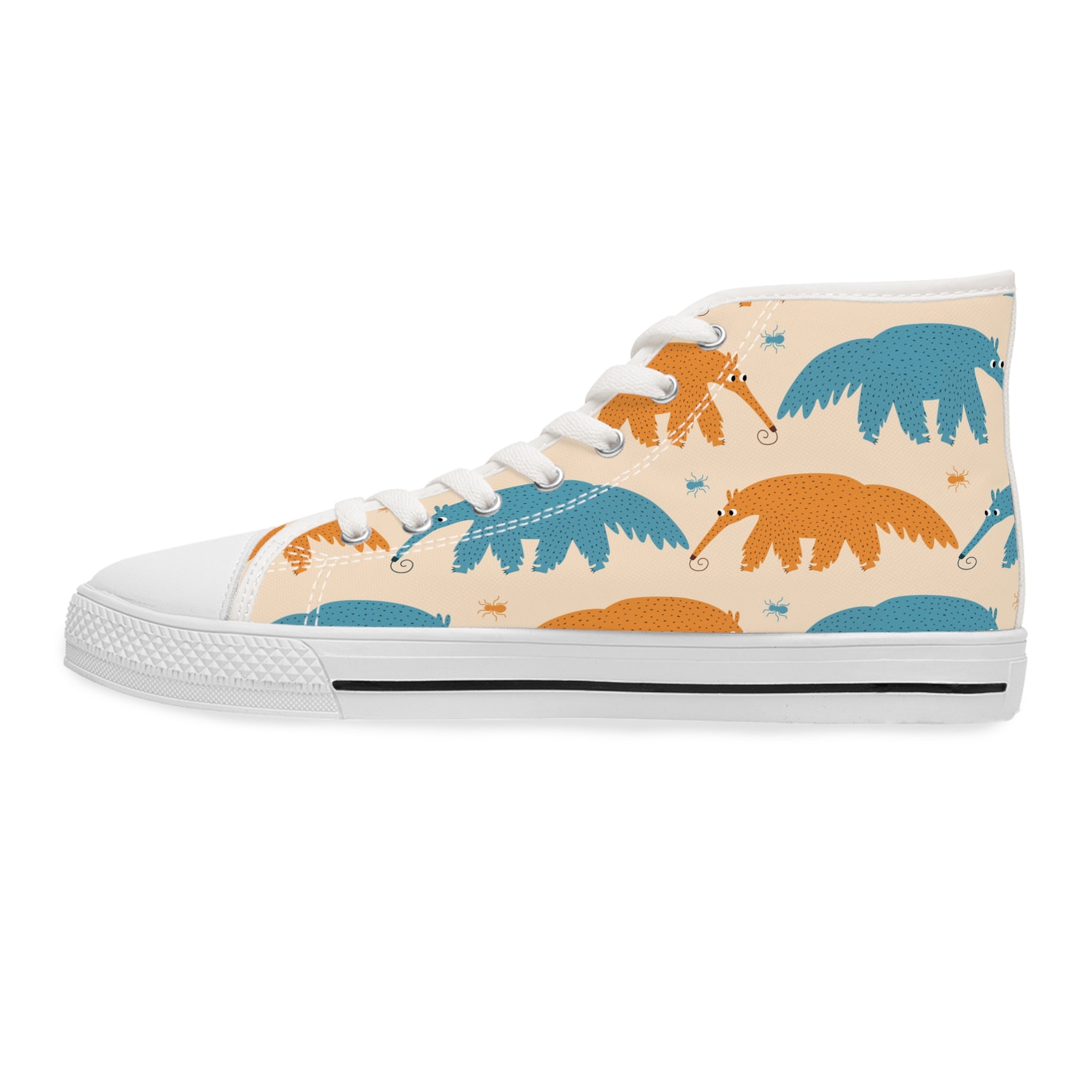 Women’s High-Top Canvas Sneakers with Playful Anteater Pattern – Unique & Stylish