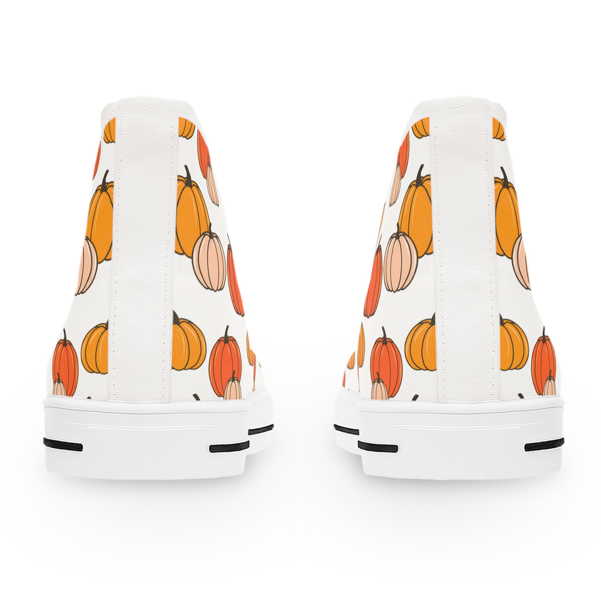 Women’s High-Top Canvas Sneakers with Pumpkin Print – Festive & Fun