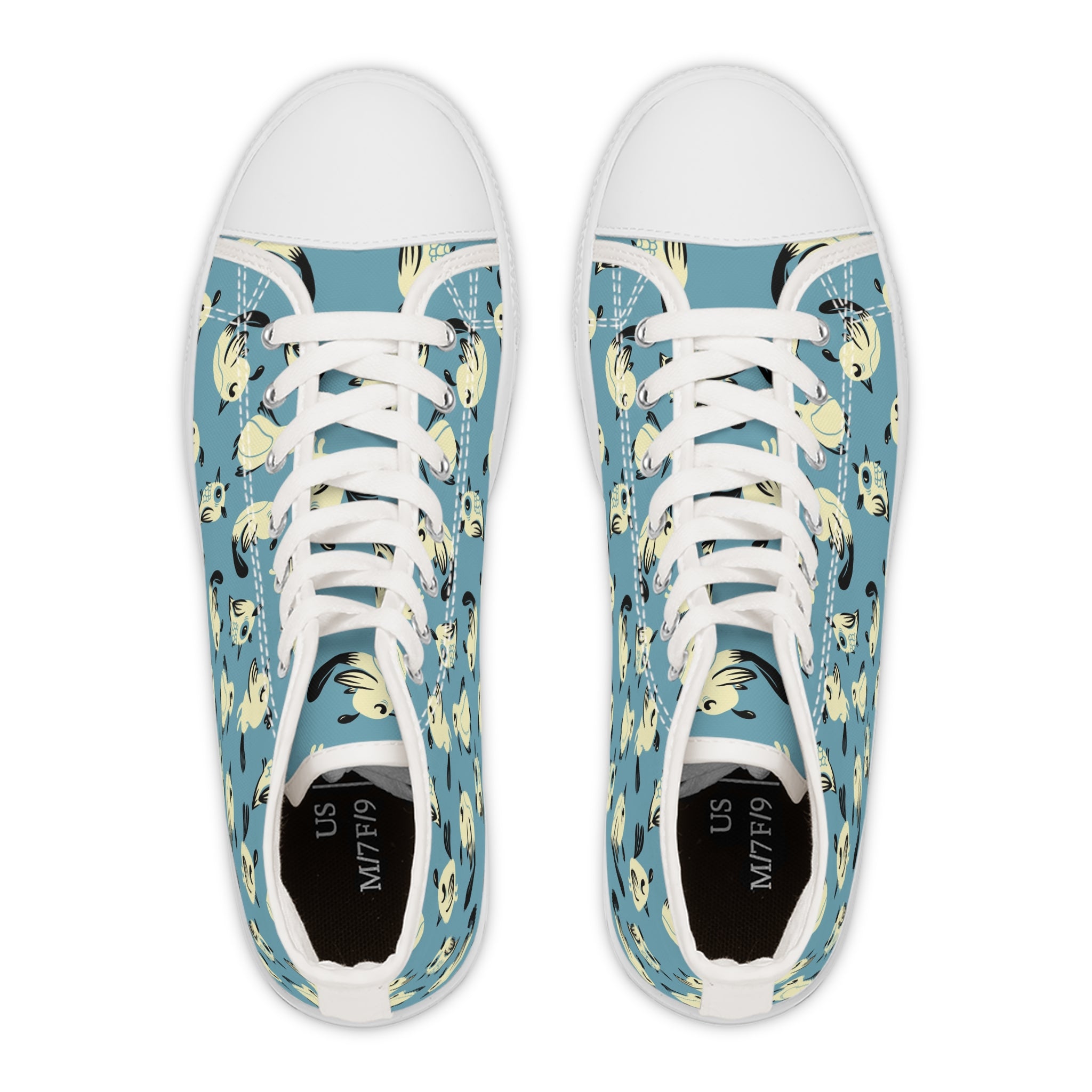 Women’s High-Top Canvas Sneakers with Quirky Bird Pattern – Fun & Unique