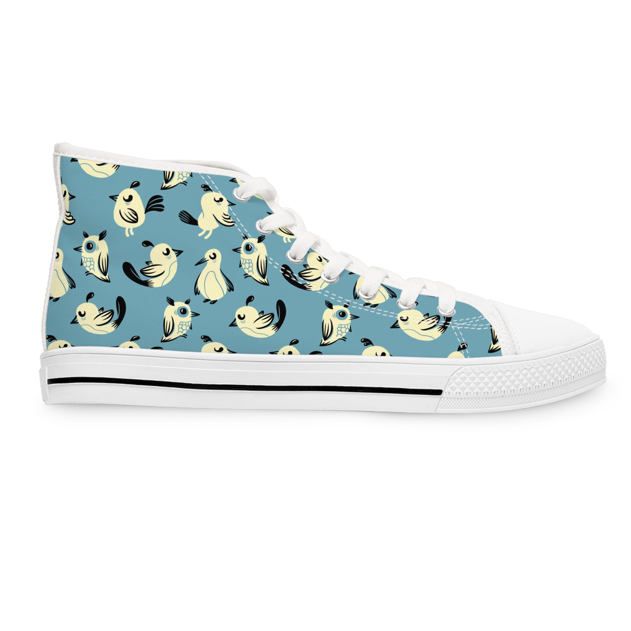 Women’s High-Top Canvas Sneakers with Quirky Bird Pattern – Fun & Unique