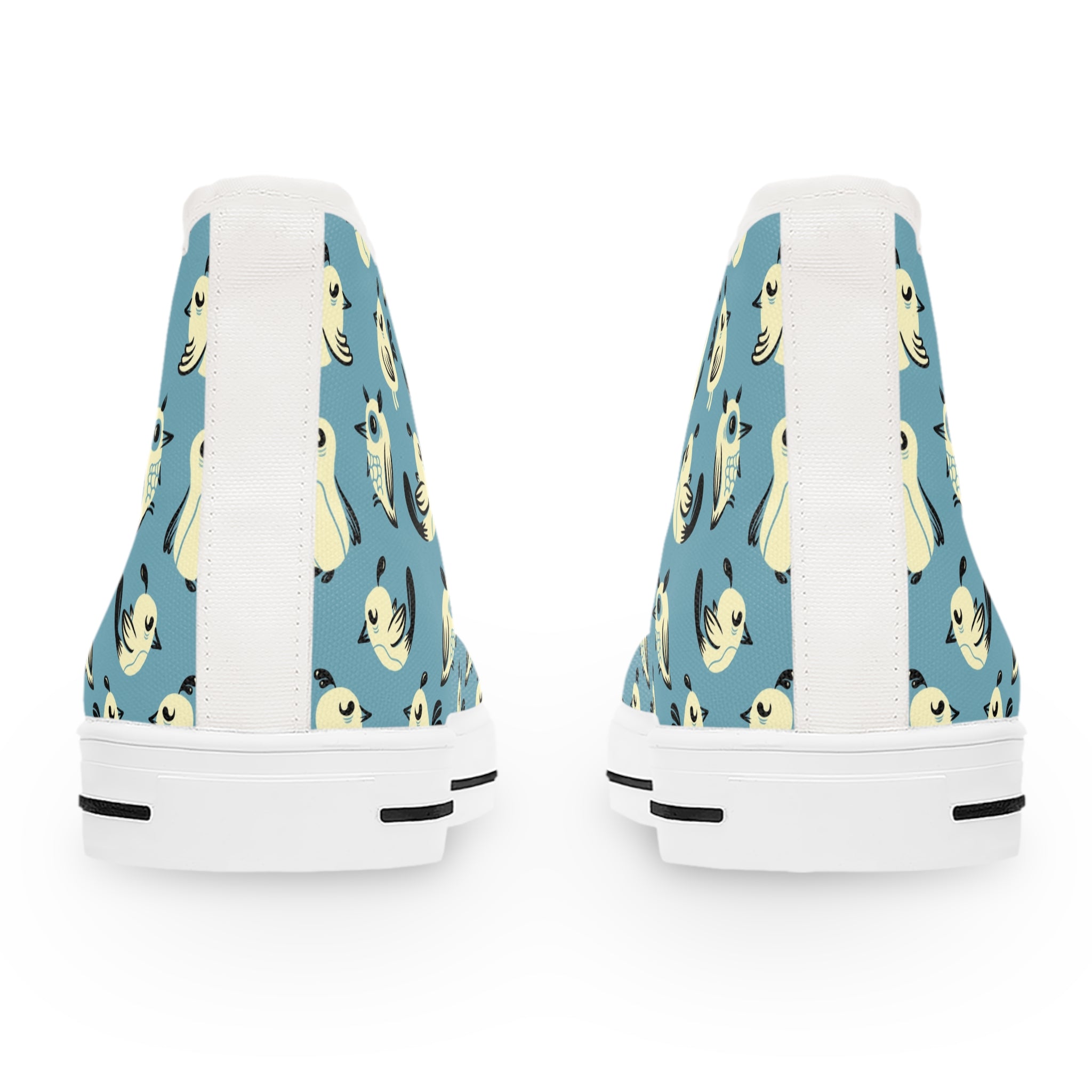 Women’s High-Top Canvas Sneakers with Quirky Bird Pattern – Fun & Unique