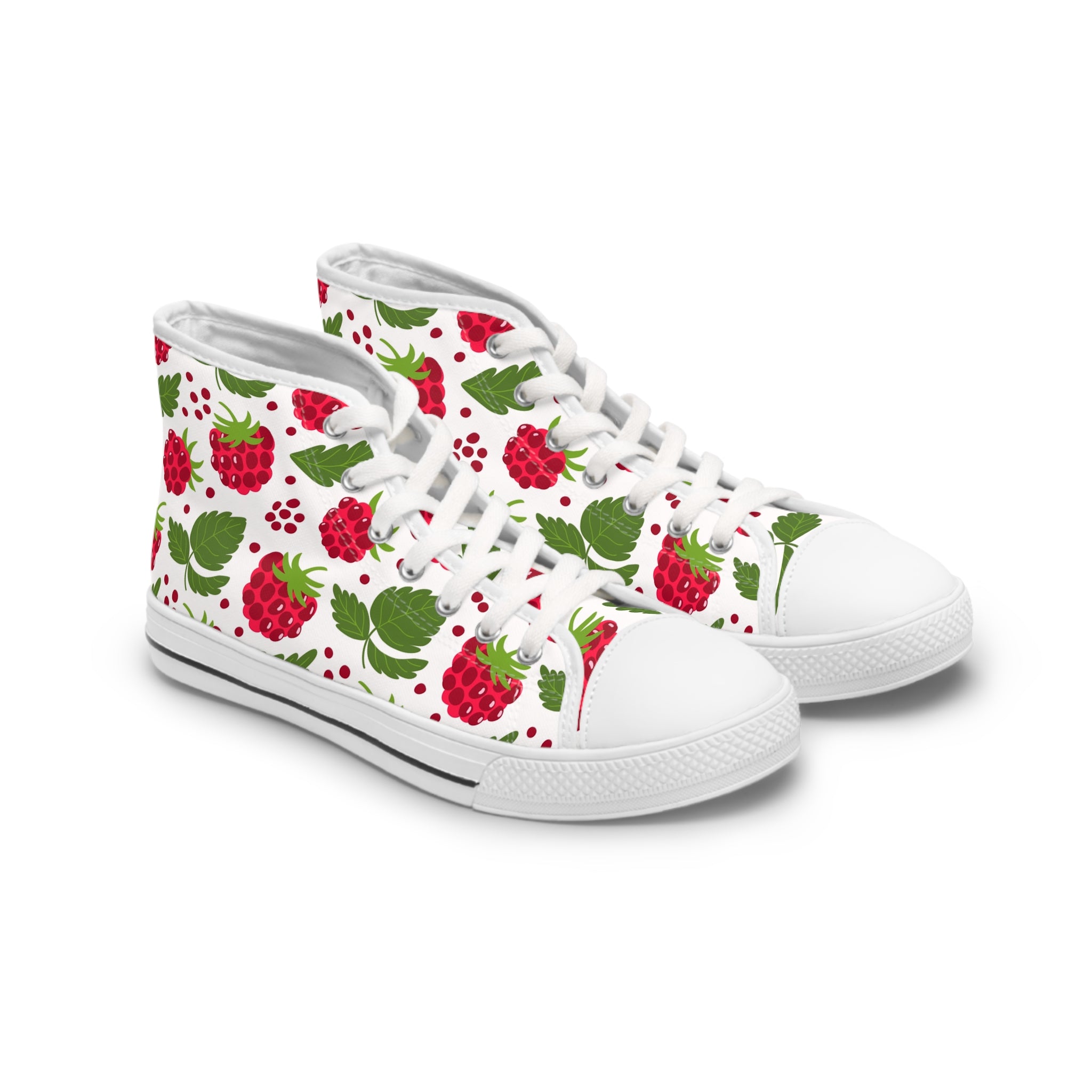 Womens High Top Canvas Sneakers With Raspberry Print Fresh Fruity Catks