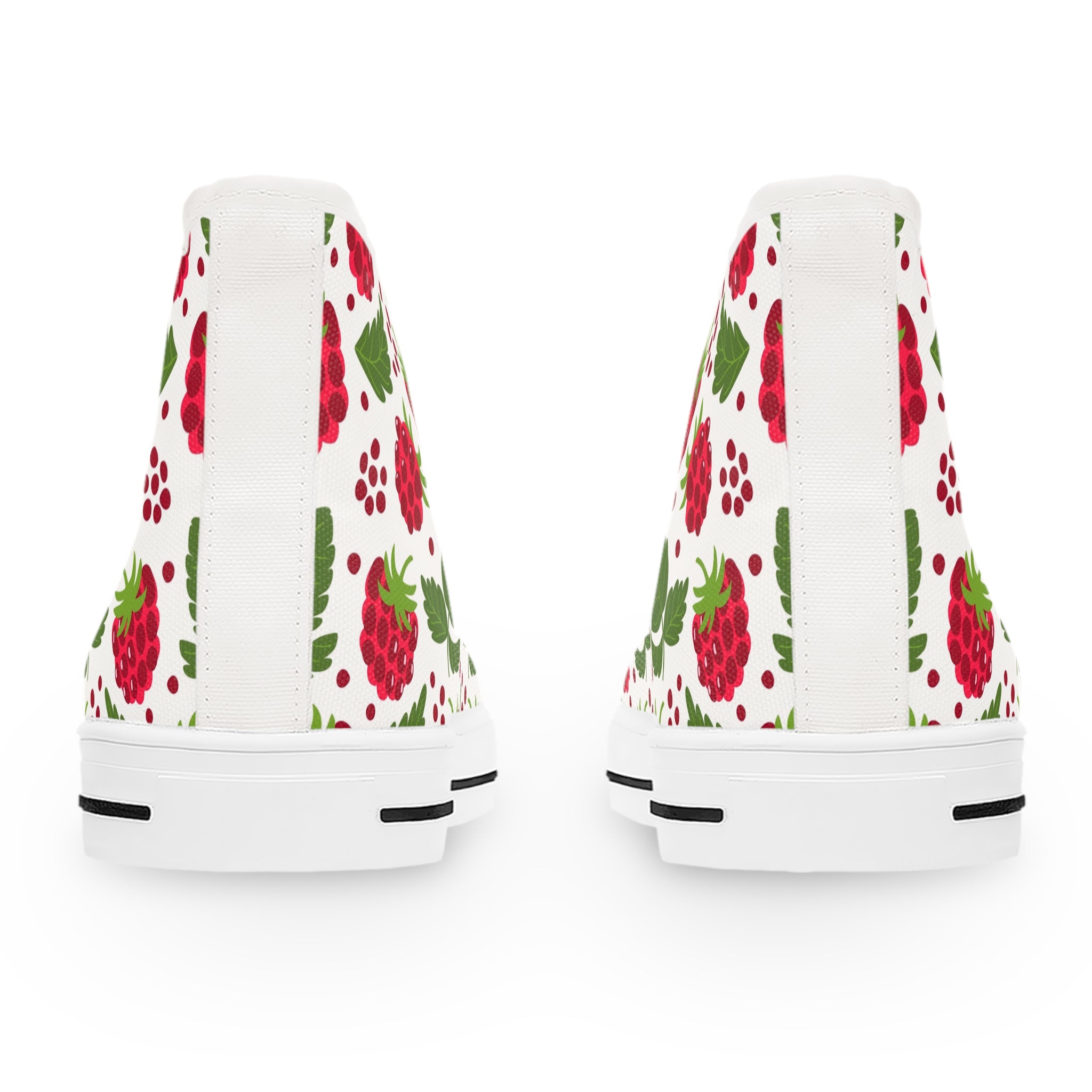 Women’s High-Top Canvas Sneakers with Raspberry Print – Fresh & Fruity