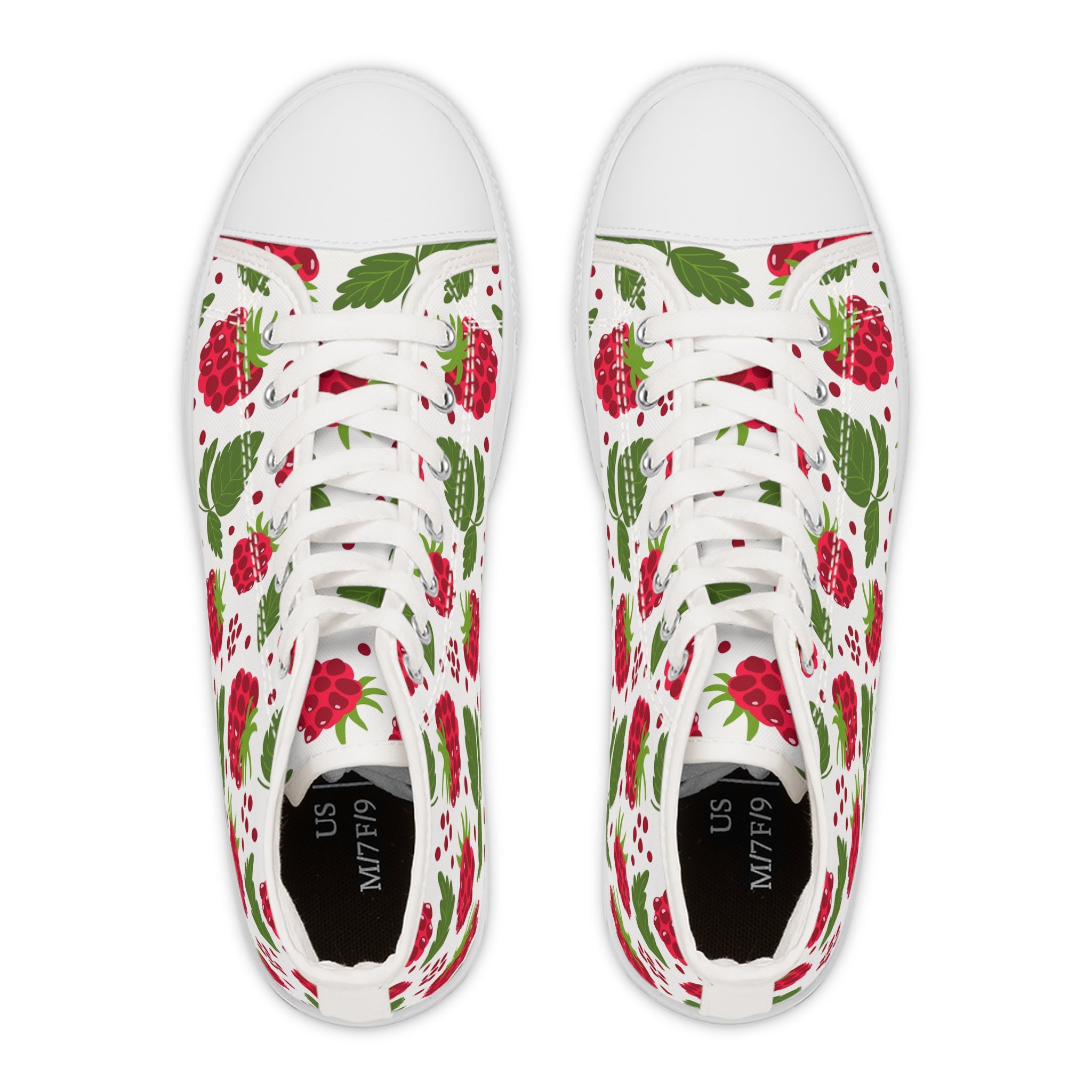 Women’s High-Top Canvas Sneakers with Raspberry Print – Fresh & Fruity