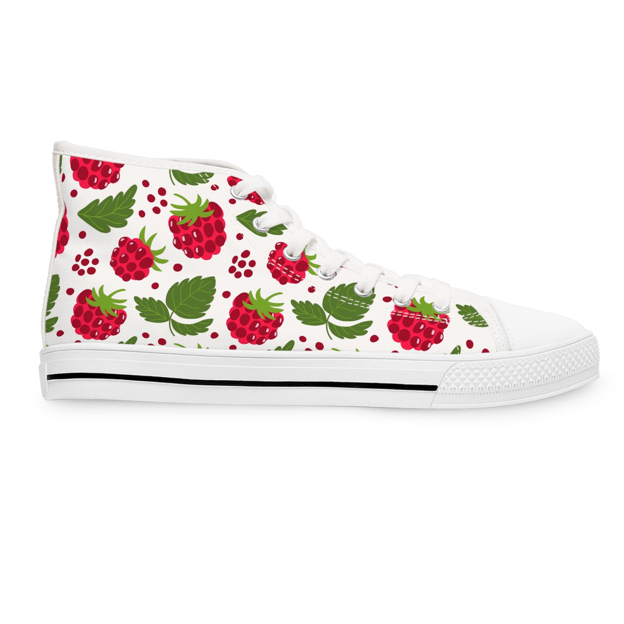 Women’s High-Top Canvas Sneakers with Raspberry Print – Fresh & Fruity