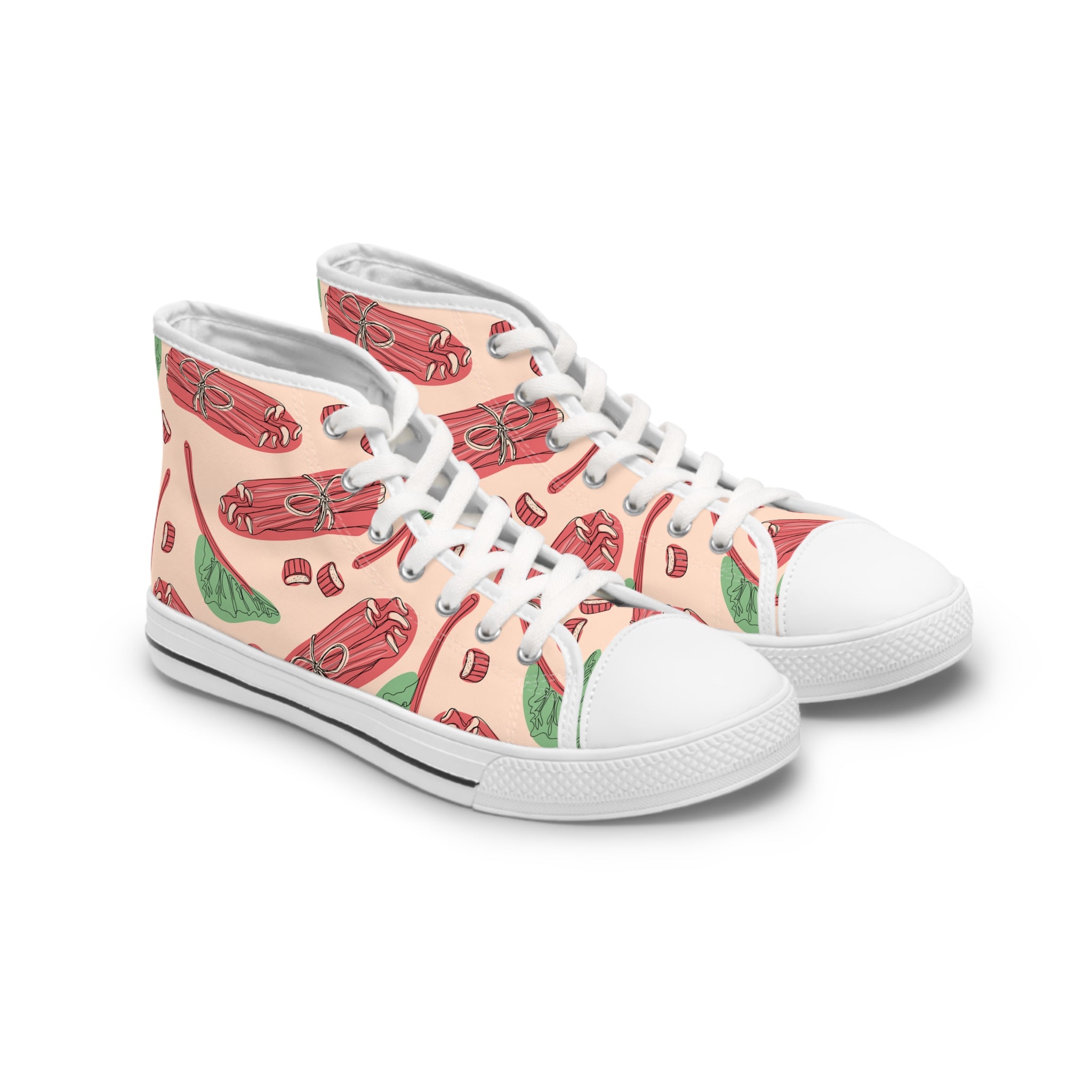 Womens High Top Canvas Sneakers With Rhubarb Print Fresh Farm Inspired 2Dhwq