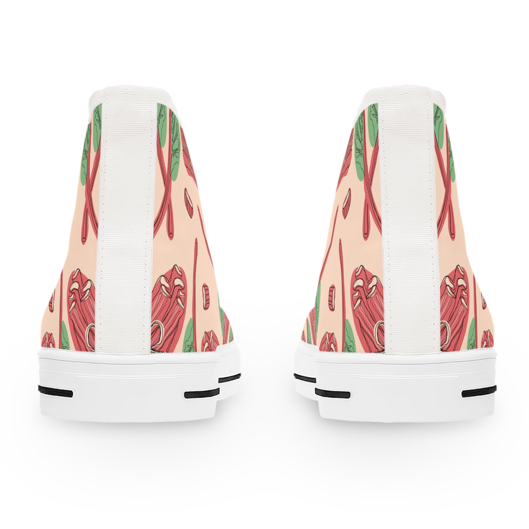 Women’s High-Top Canvas Sneakers with Rhubarb Print – Fresh & Farm-Inspired