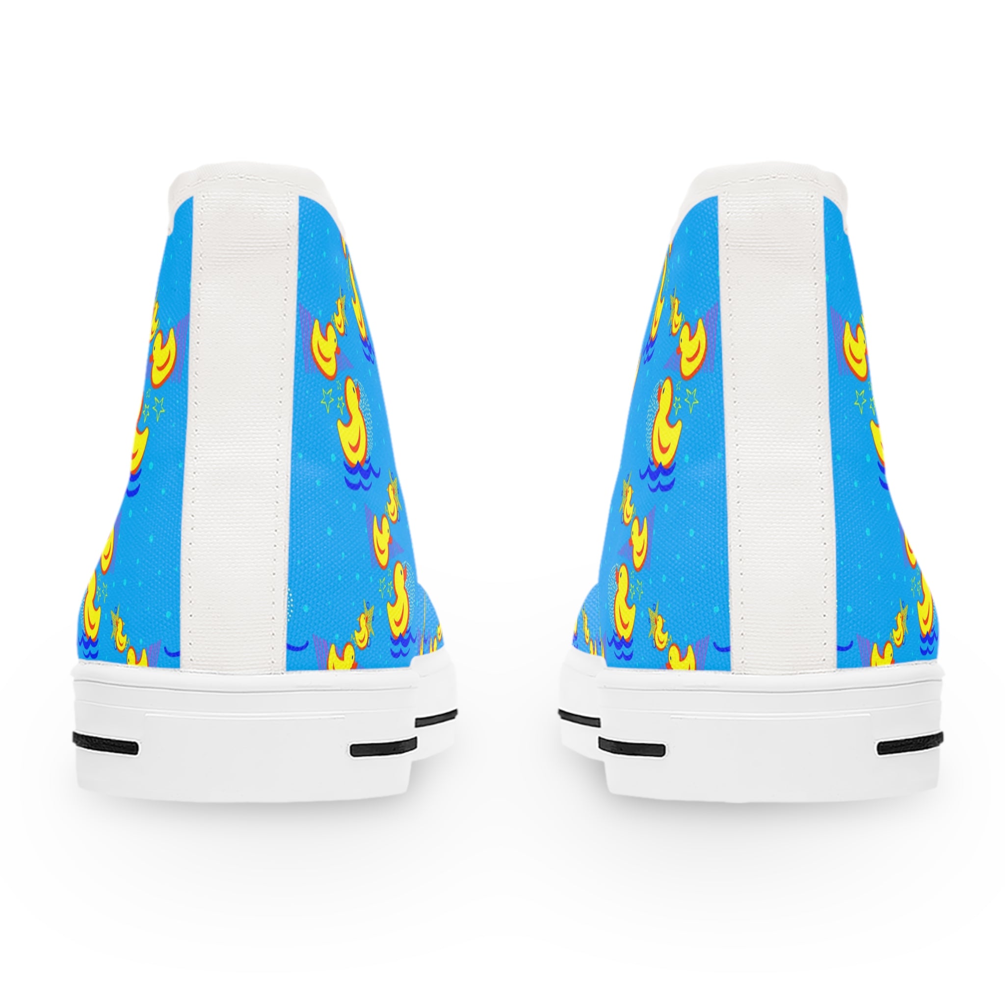 Women’s High-Top Canvas Sneakers with Rubber Duck Pattern – Fun & Playful