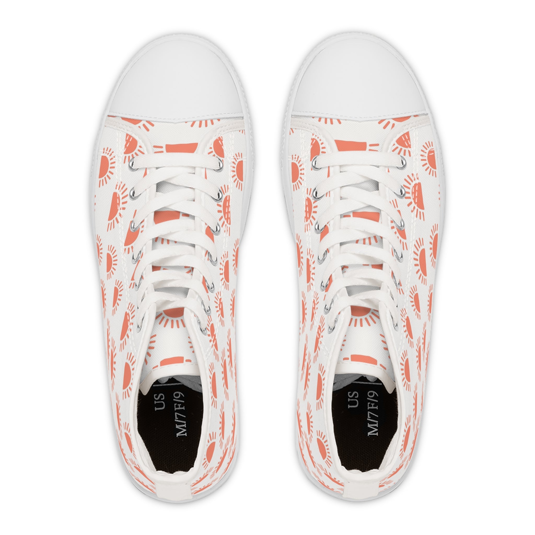 Women’s High-Top Canvas Sneakers with Sunrise Print – Bright & Uplifting