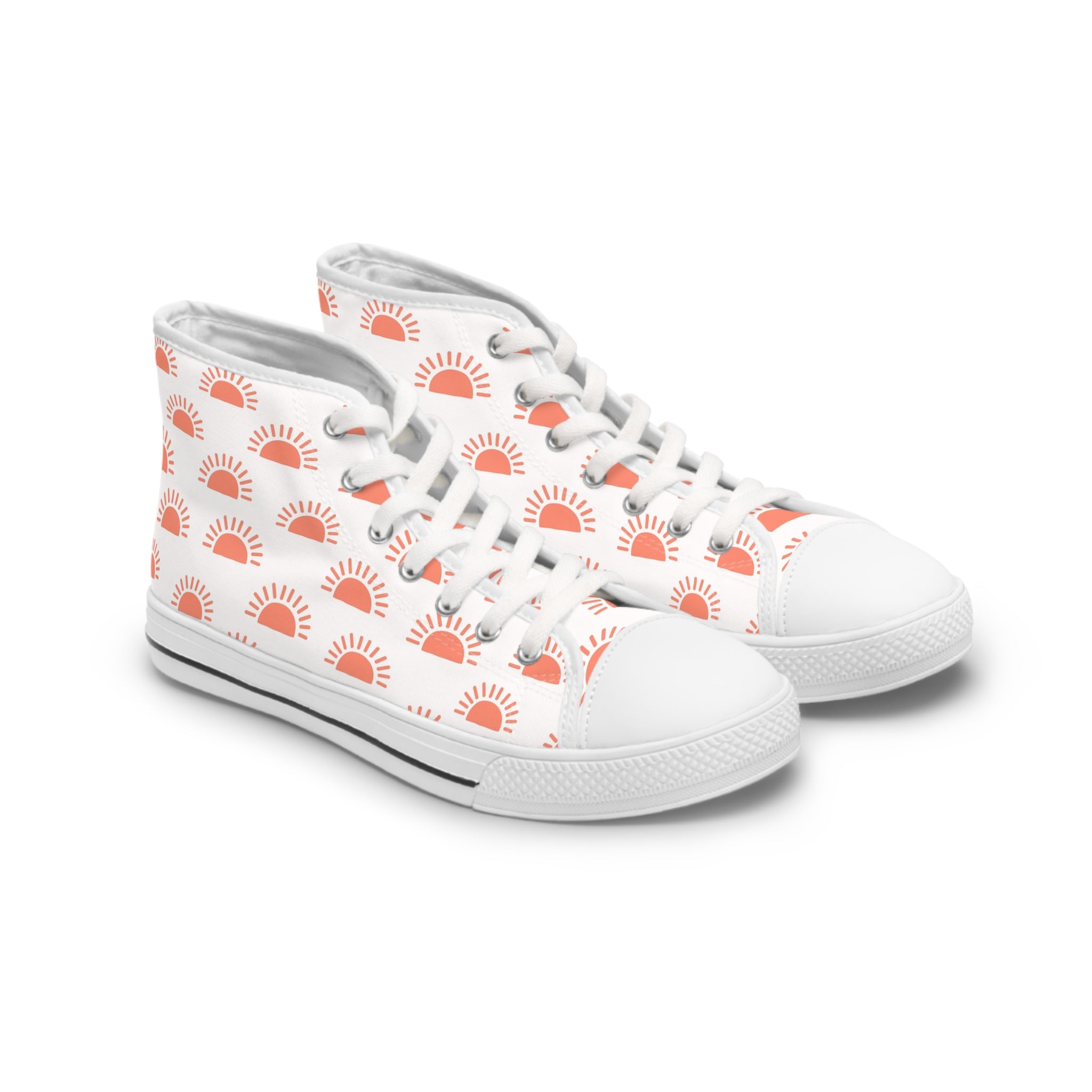 Womens High Top Canvas Sneakers With Sunrise Print Bright Uplifting Wmqdc