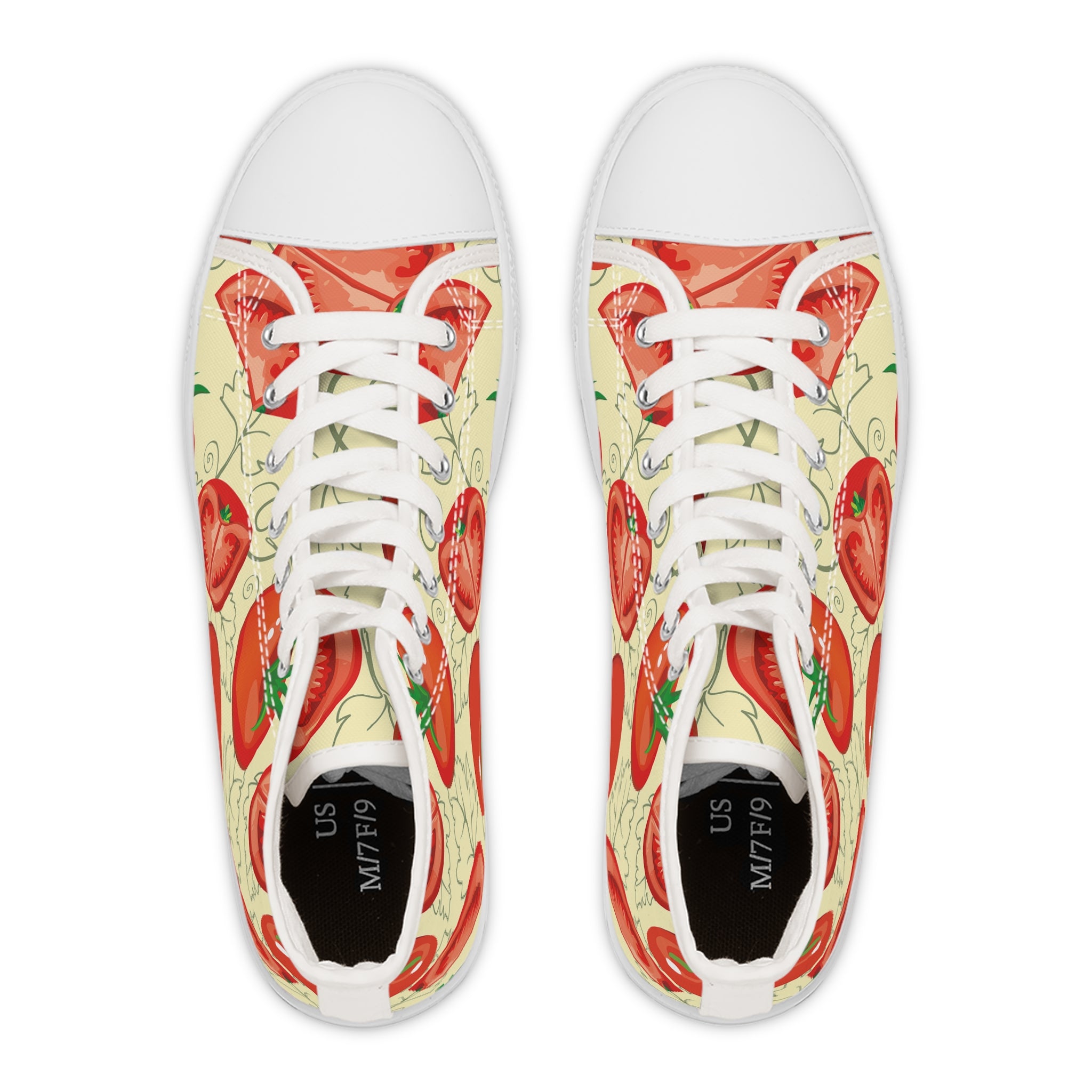 Women’s High-Top Canvas Sneakers with Tomato Print – Fun & Fresh