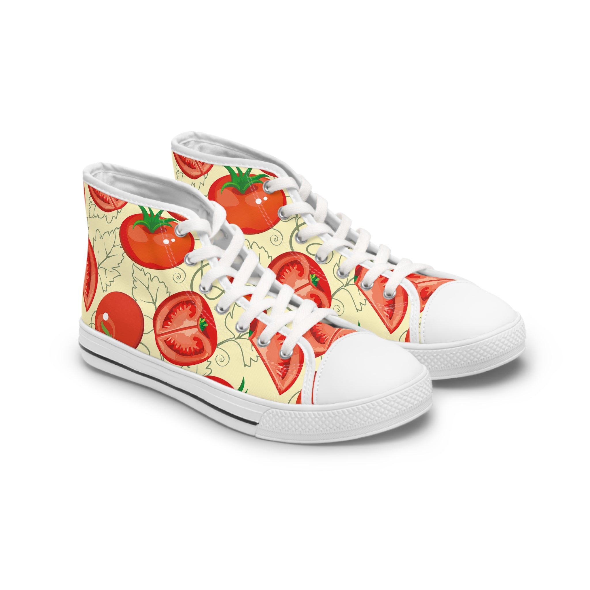 Womens High Top Canvas Sneakers With Tomato Print Fun Fresh Bcptj