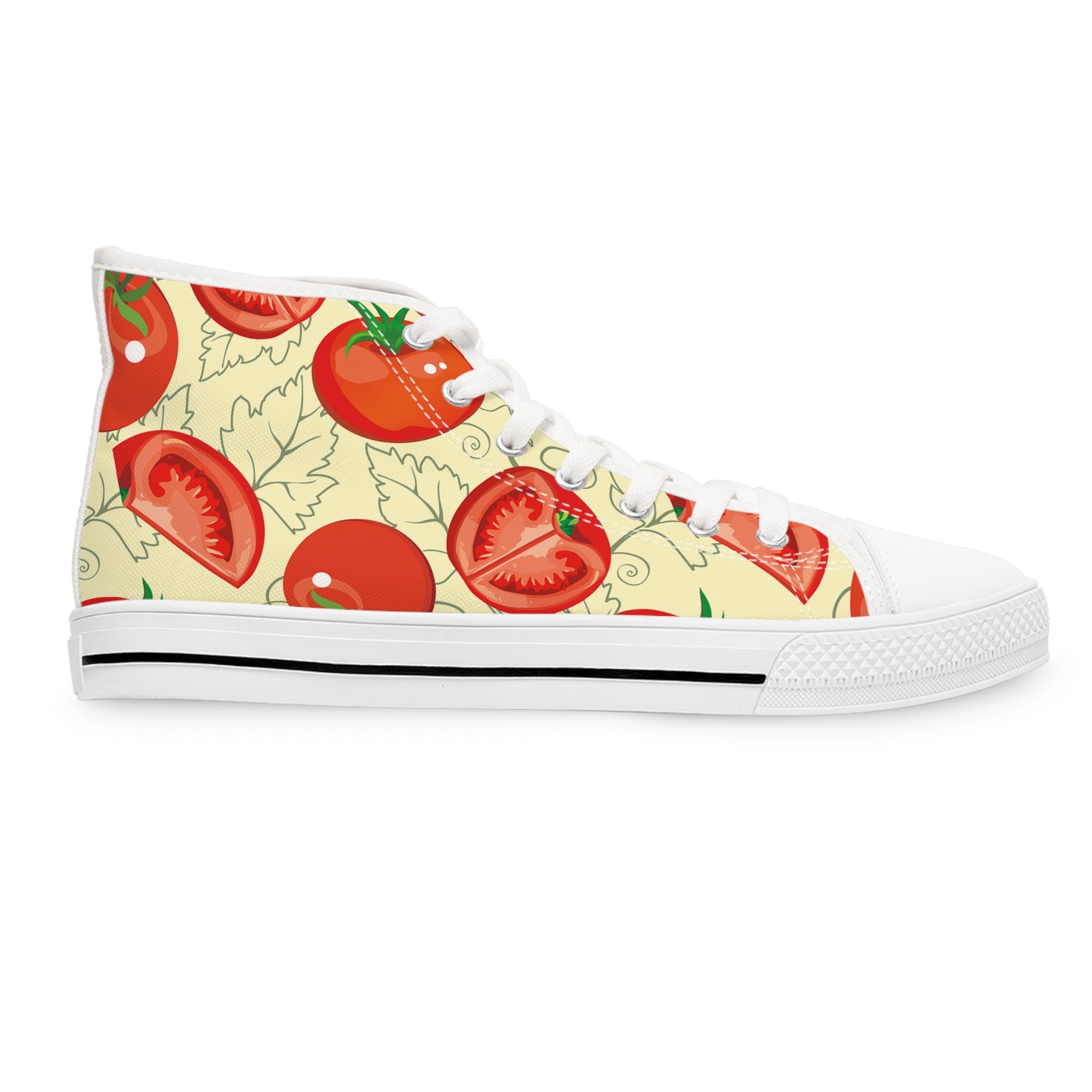 Women’s High-Top Canvas Sneakers with Tomato Print – Fun & Fresh