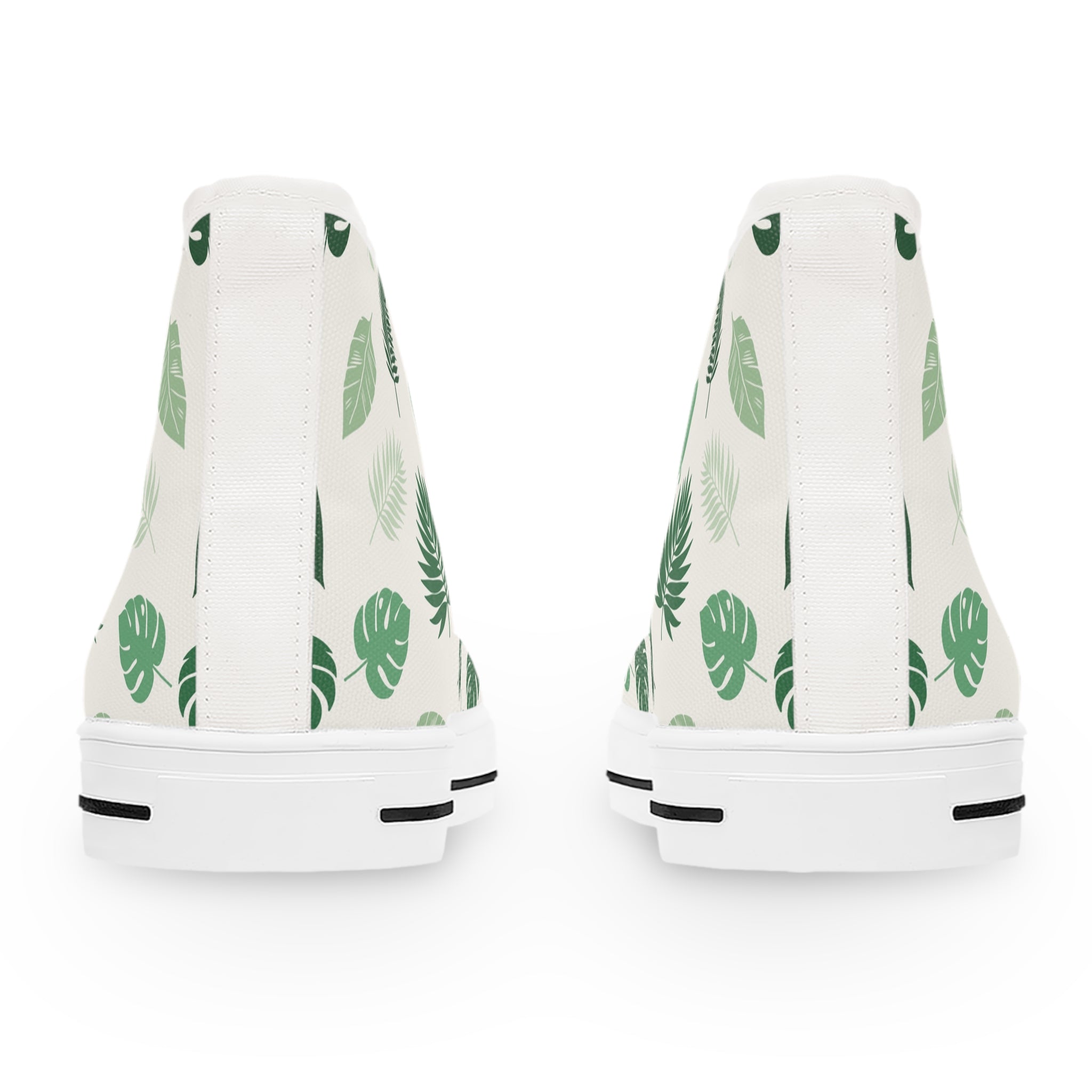 Women’s High-Top Canvas Sneakers with Tropical Leaf Print – Fresh & Minimalist