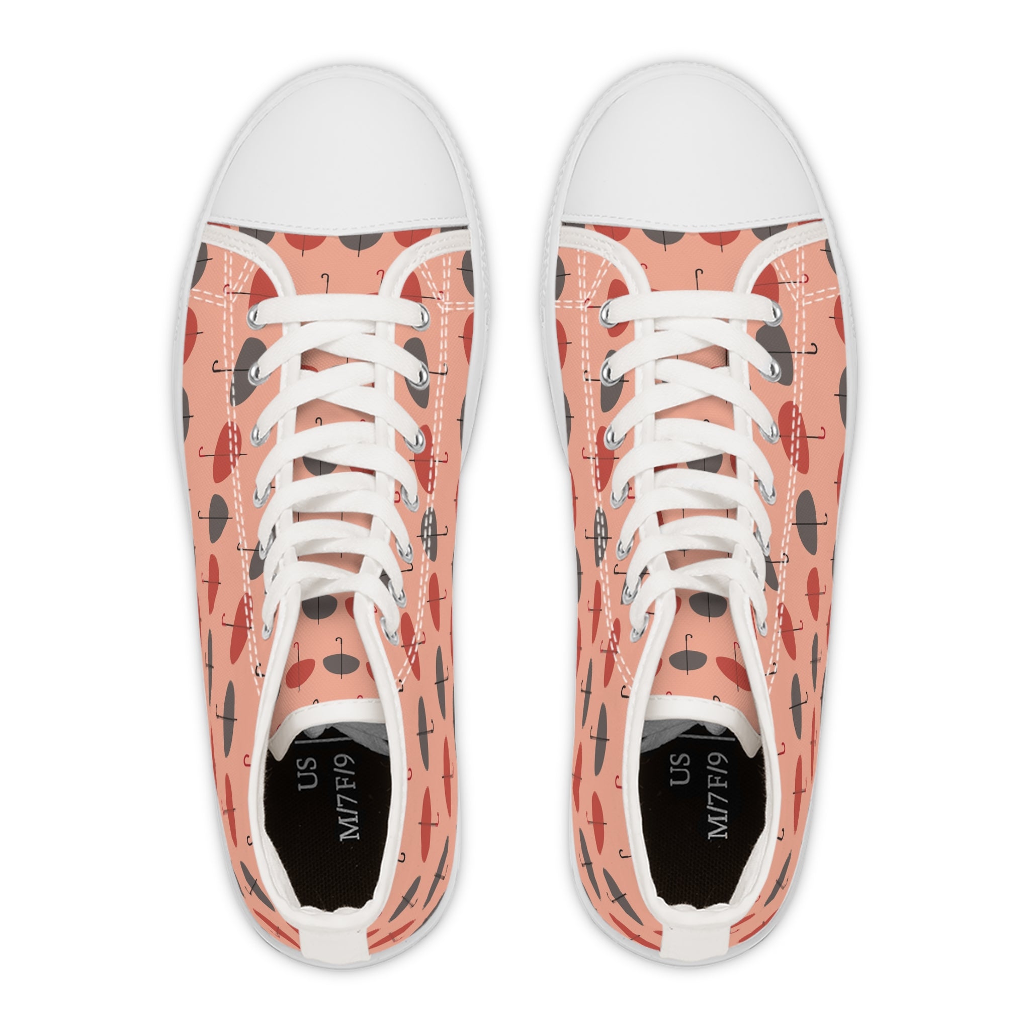 Women’s High-Top Canvas Sneakers with Umbrella Print – Playful & Weather-Inspired