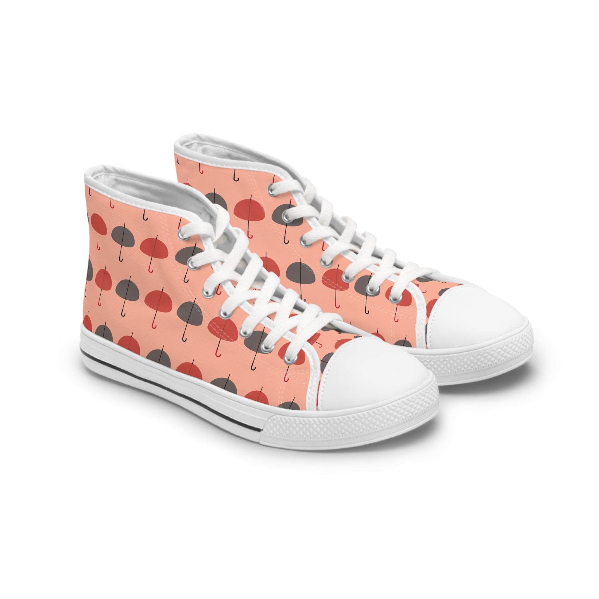 Womens High Top Canvas Sneakers With Umbrella Print Playful Weather Inspired Wp0Mb