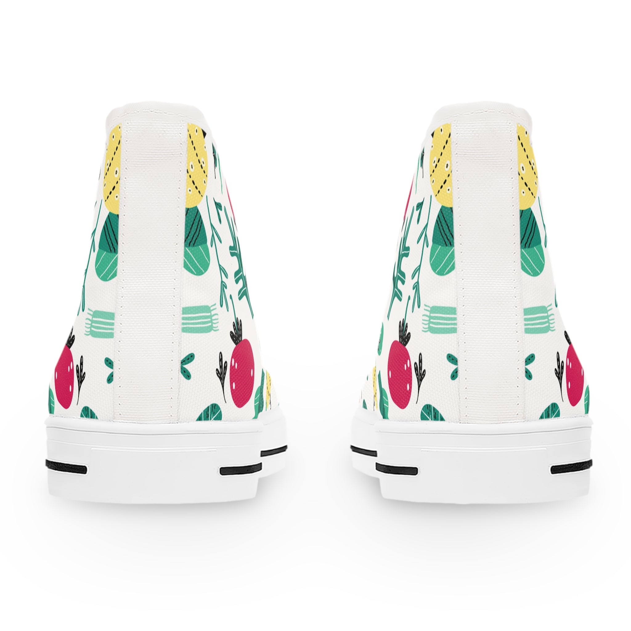 Women’s High-Top Canvas Sneakers with Vegetable Garden Print – Fresh & Vibrant