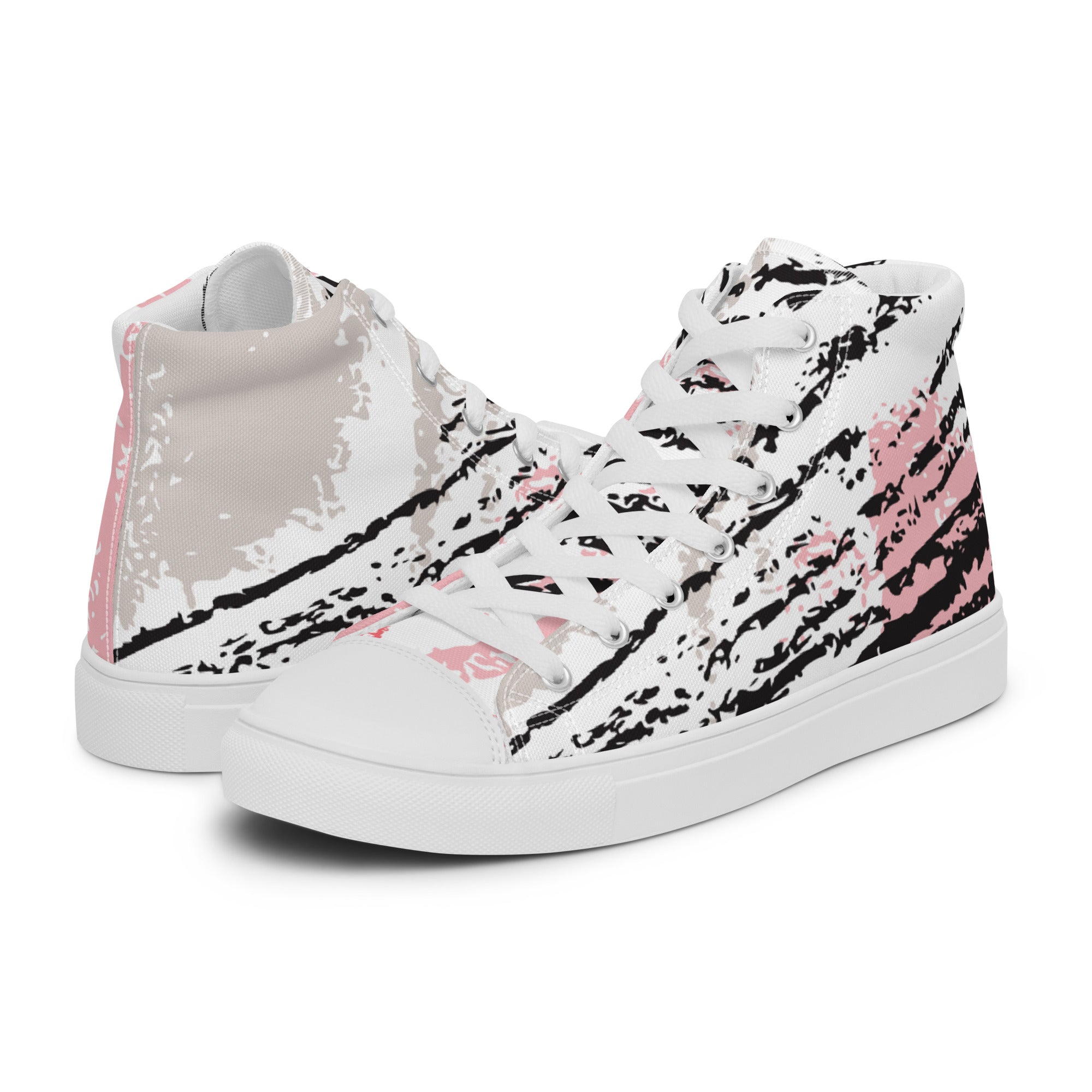 Womens High Top Sneakers Abstract Brushstroke Print Artistic Canvas Shoes M3Uuy