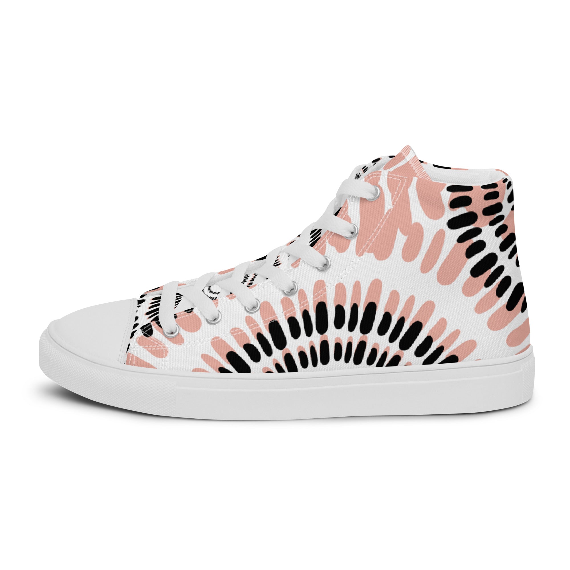 Women’s High-Top Sneakers – Abstract Burst Print, Modern Canvas Shoes