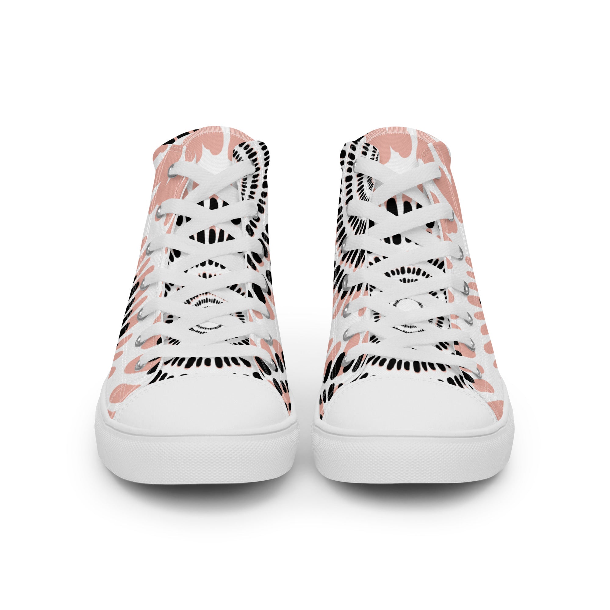 Women’s High-Top Sneakers – Abstract Burst Print, Modern Canvas Shoes