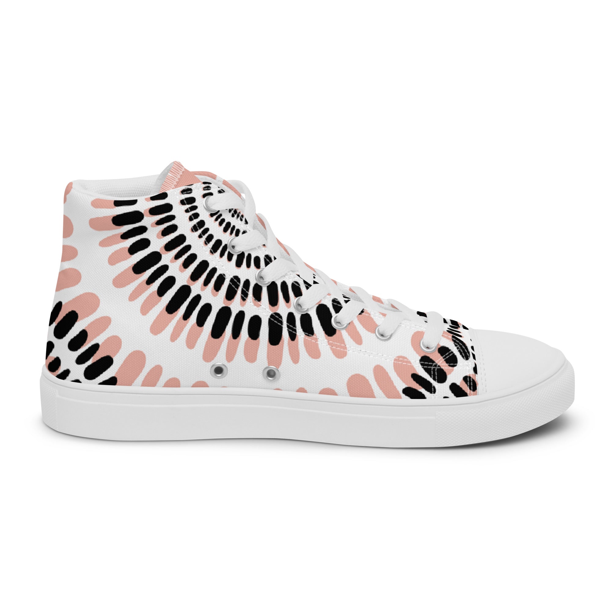 Women’s High-Top Sneakers – Abstract Burst Print, Modern Canvas Shoes