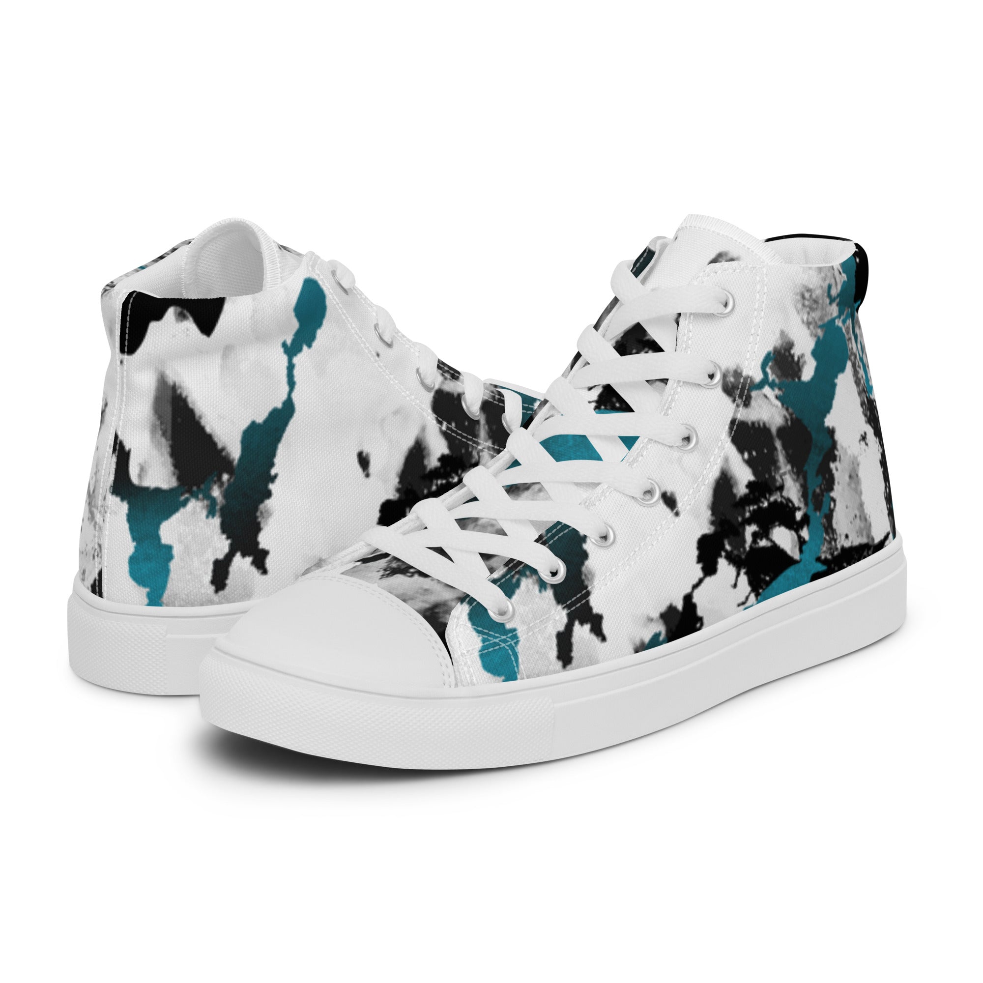 Womens High Top Sneakers Abstract Ink Print Artistic Canvas Shoes Dpkpm