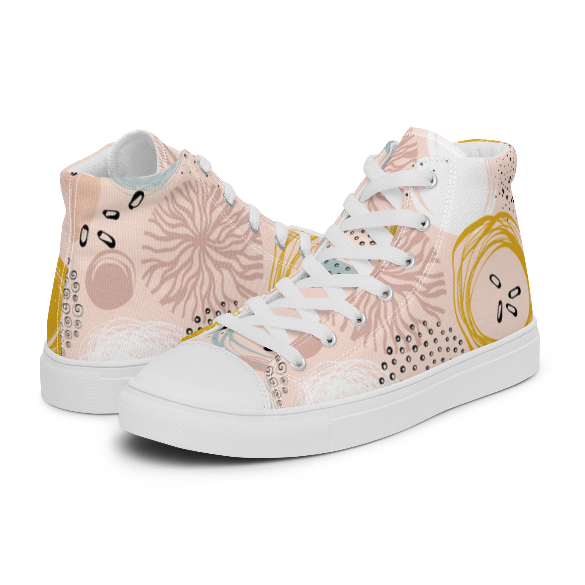 Womens High Top Sneakers Abstract Pastel Art Print Stylish Canvas Shoes Nfb4P