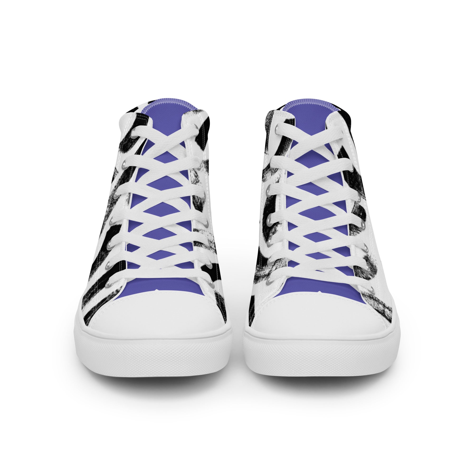 Women’s High-Top Sneakers – Bold Brushstroke Pattern, Artistic Canvas Shoes