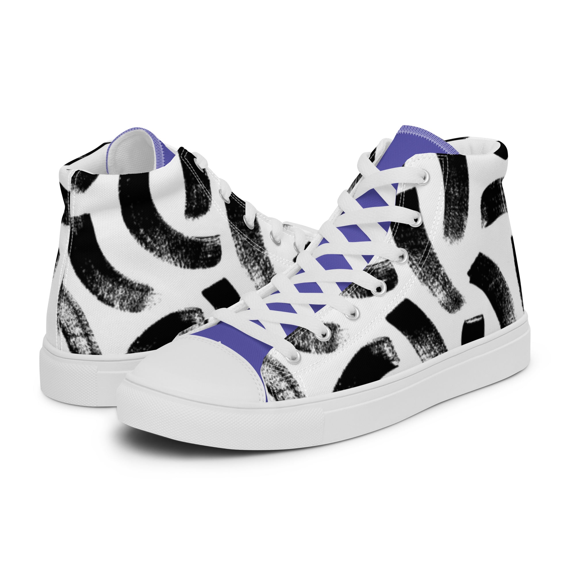 Womens High Top Sneakers Bold Brushstroke Pattern Artistic Canvas Shoes M5Scd