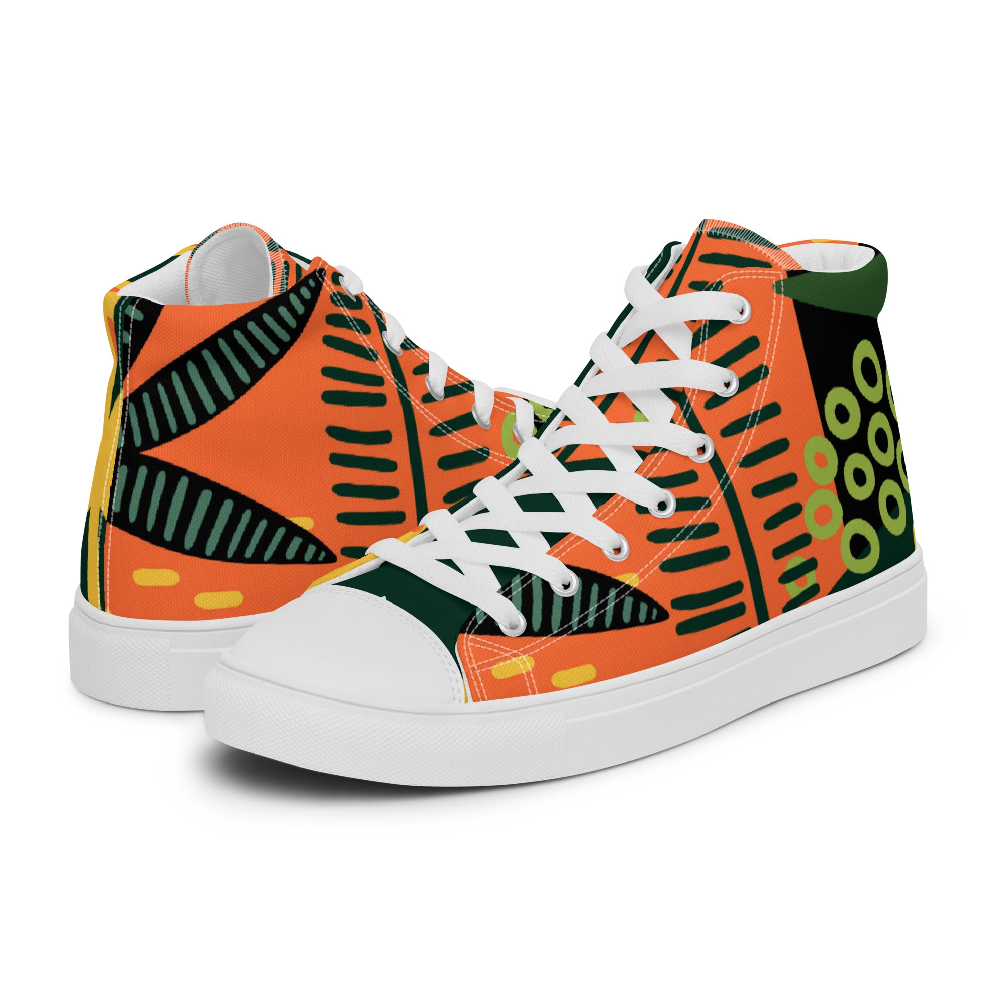 Womens High Top Sneakers Bold Tribal Print Vibrant Canvas Shoes Scadc