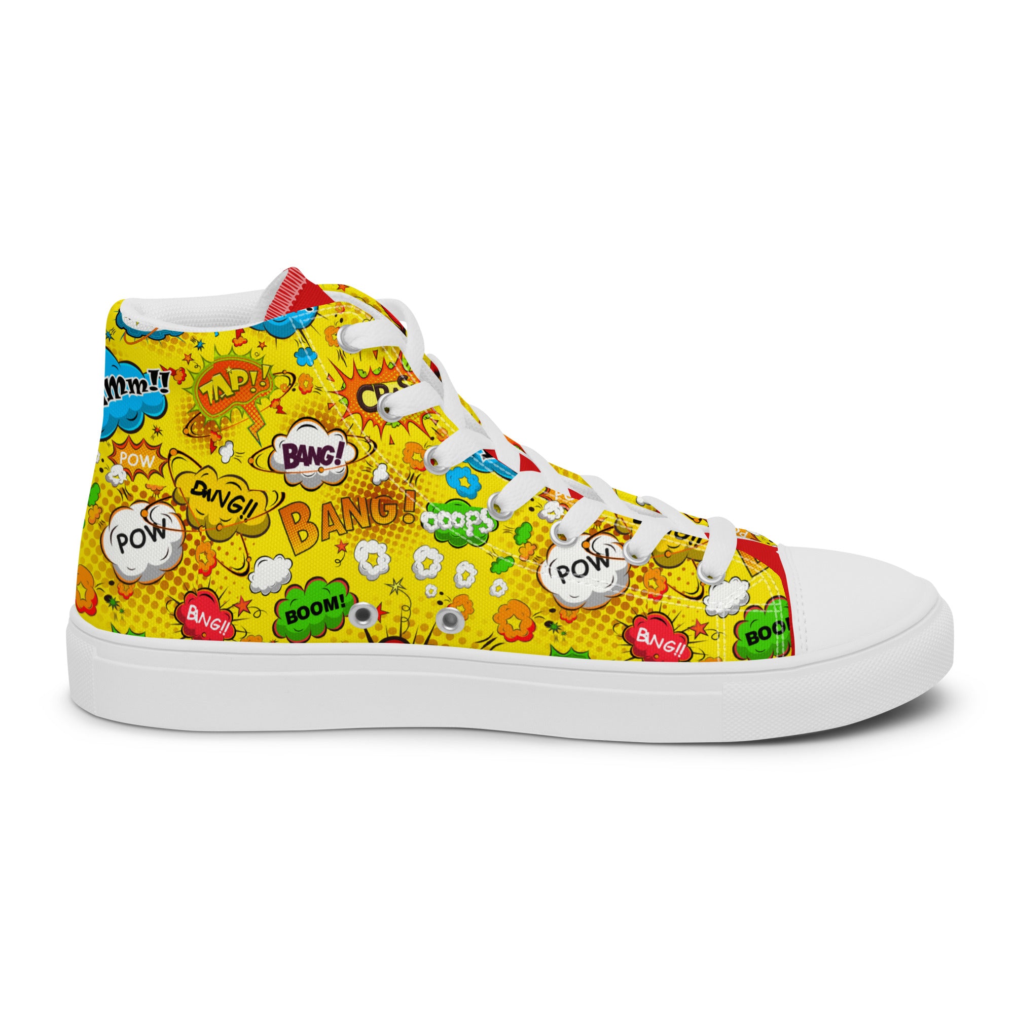 Women’s High-Top Sneakers – Comic Pop Art Print, Fun Canvas Shoes