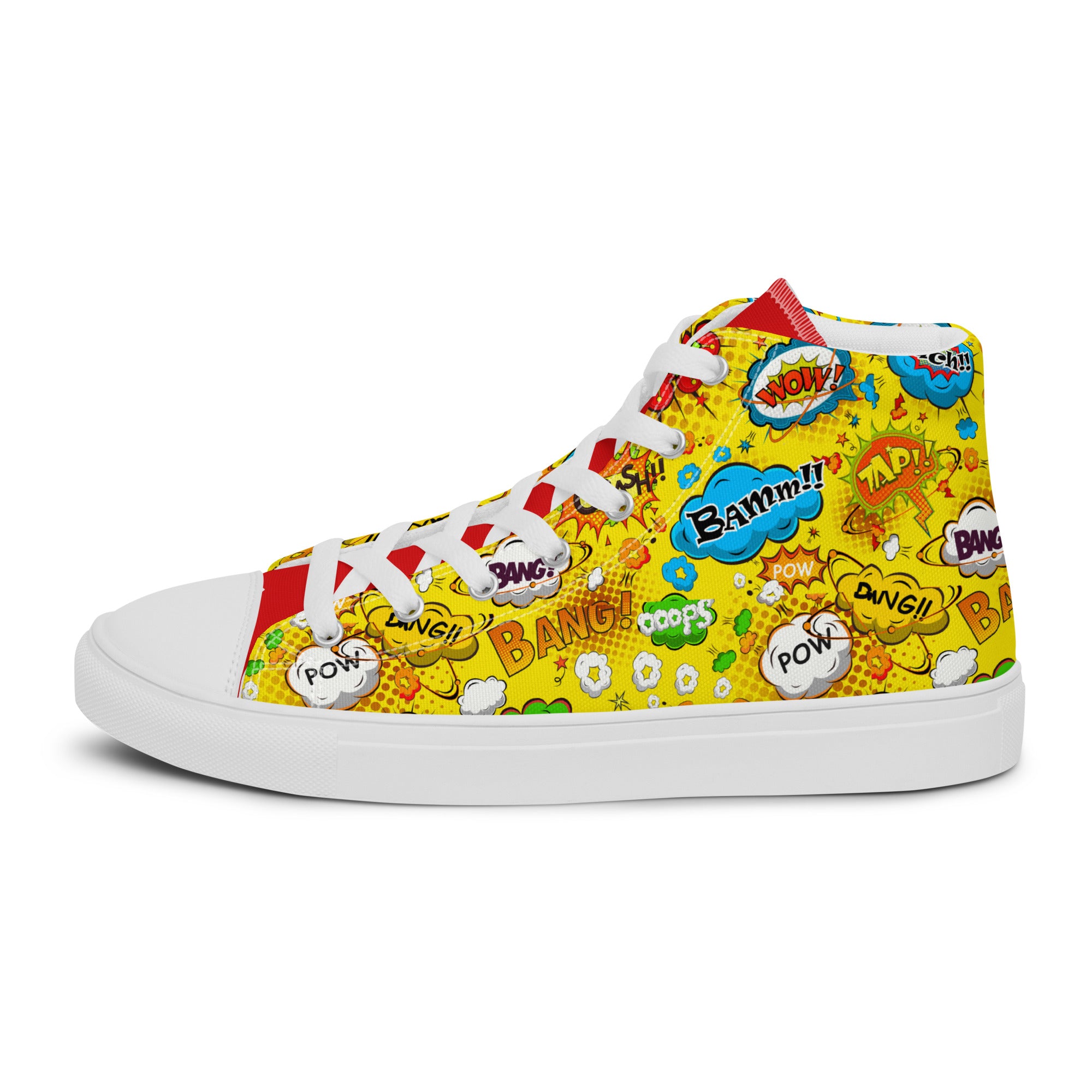 Women’s High-Top Sneakers – Comic Pop Art Print, Fun Canvas Shoes