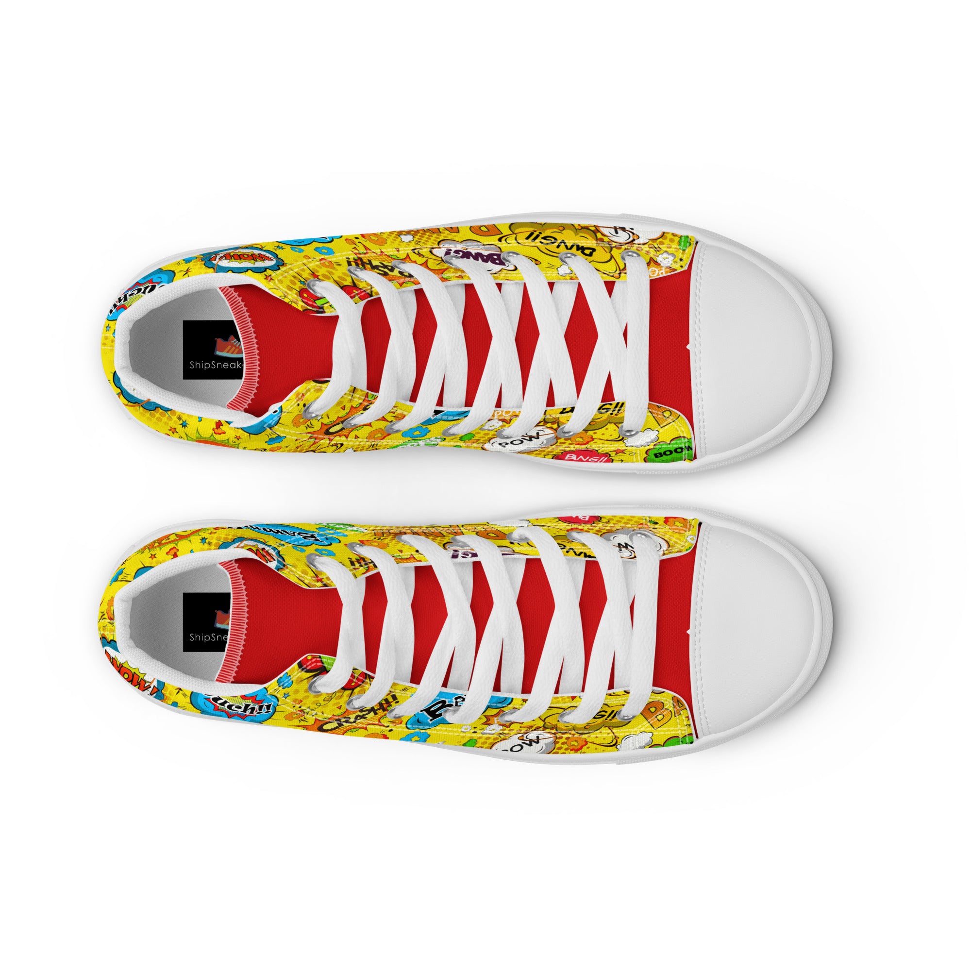 Women’s High-Top Sneakers – Comic Pop Art Print, Fun Canvas Shoes