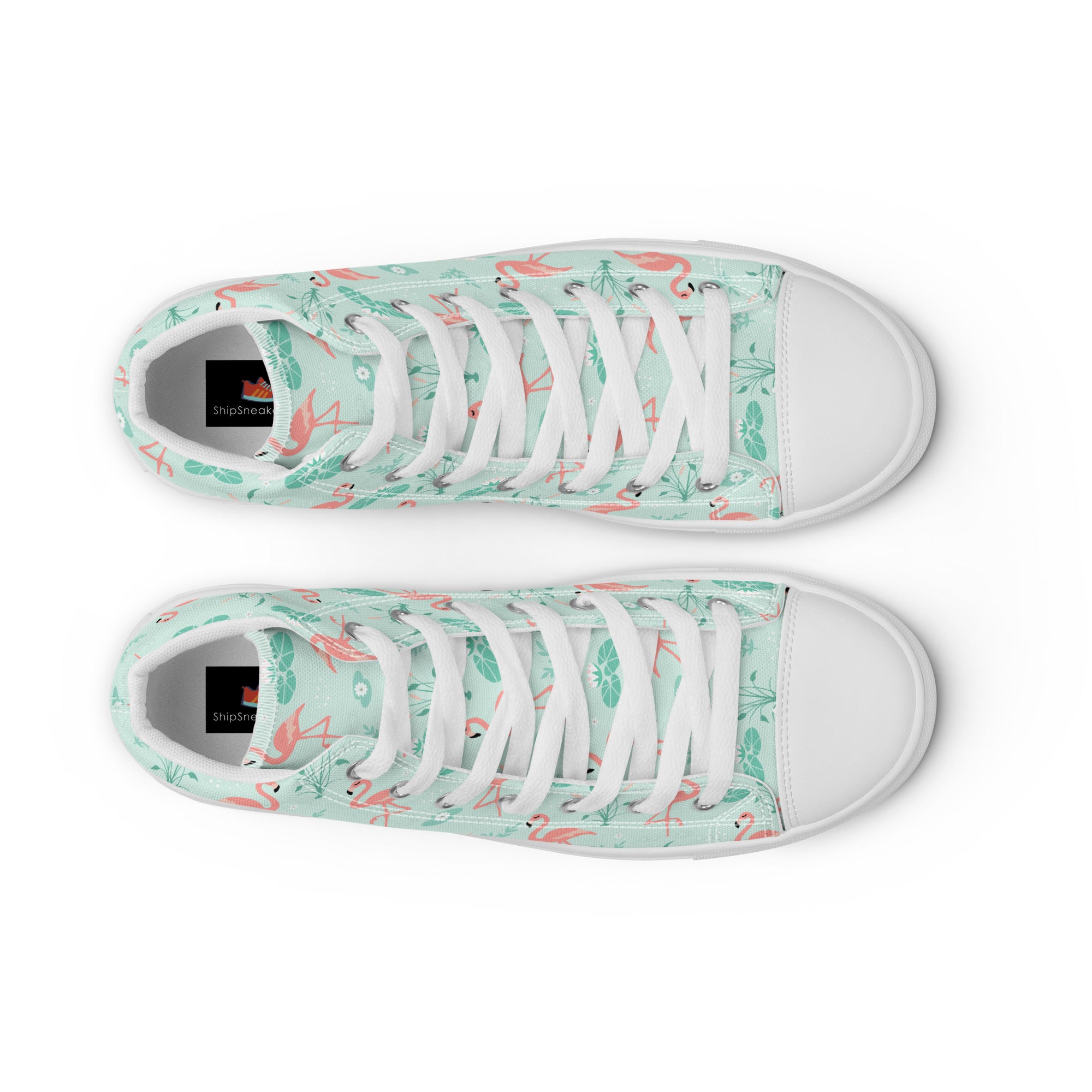 Women’s High-Top Sneakers – Flamingo Print, Stylish Canvas Shoes