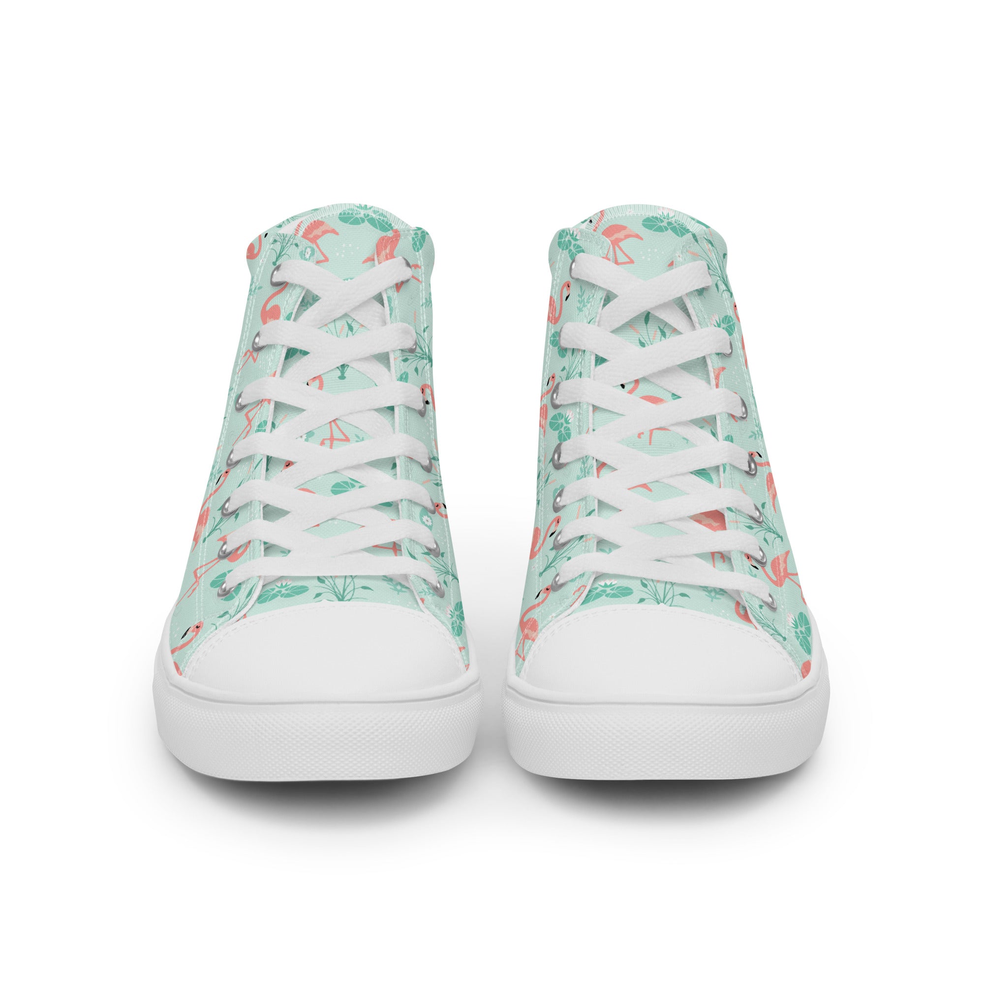 Women’s High-Top Sneakers – Flamingo Print, Stylish Canvas Shoes