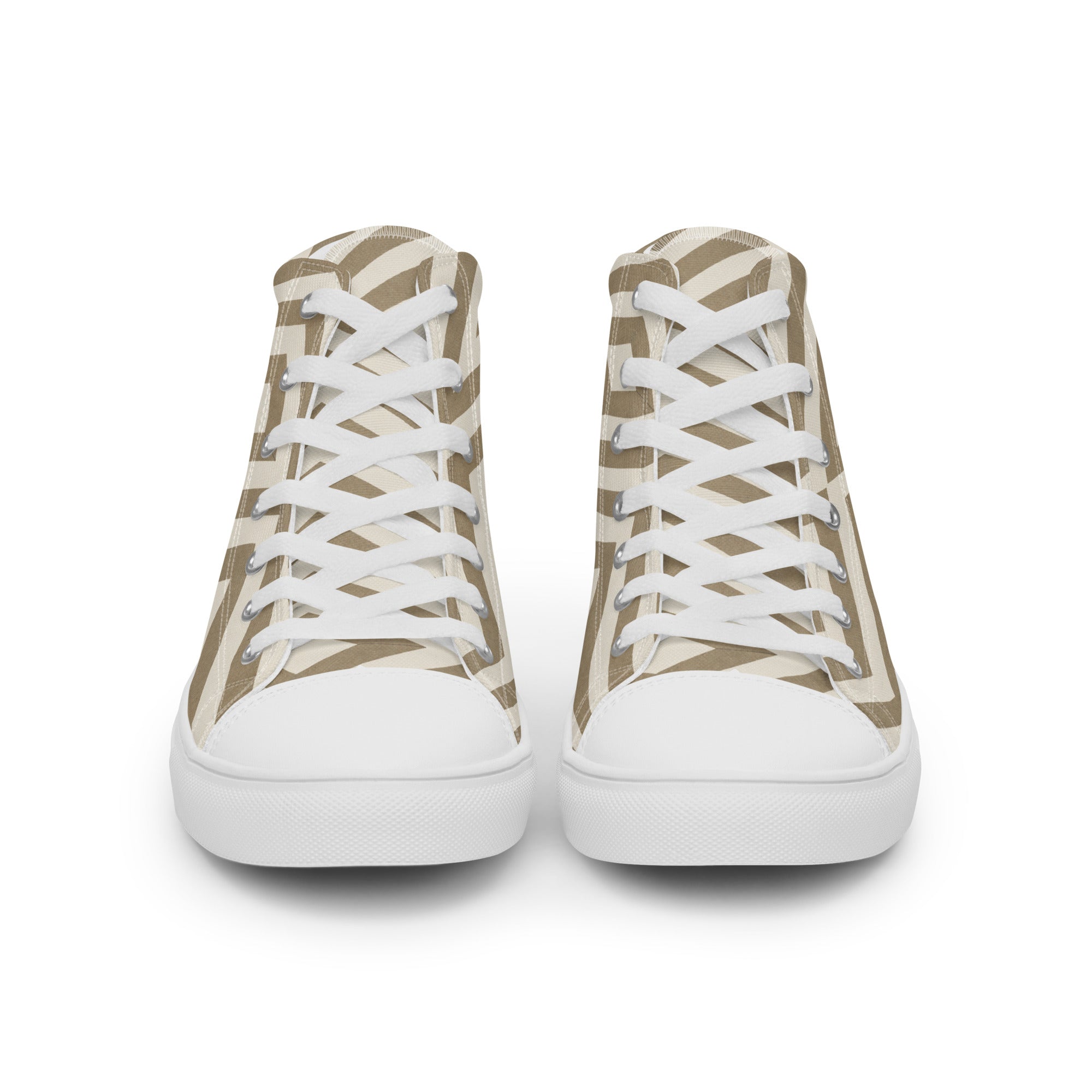 Women’s High-Top Sneakers – Geometric Diamond Pattern, Modern Canvas Shoes