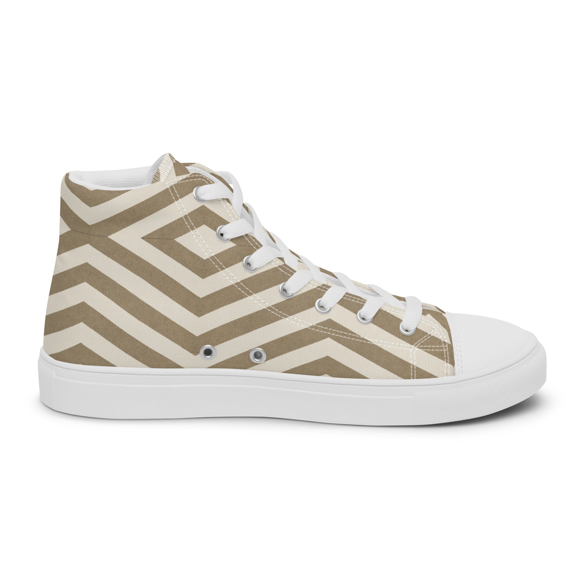 Women’s High-Top Sneakers – Geometric Diamond Pattern, Modern Canvas Shoes