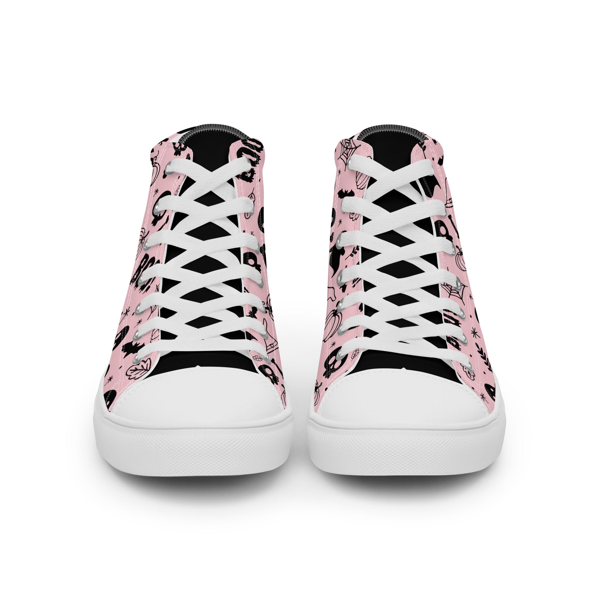 Women’s High-Top Sneakers – Halloween Boo Print, Stylish Canvas Shoes